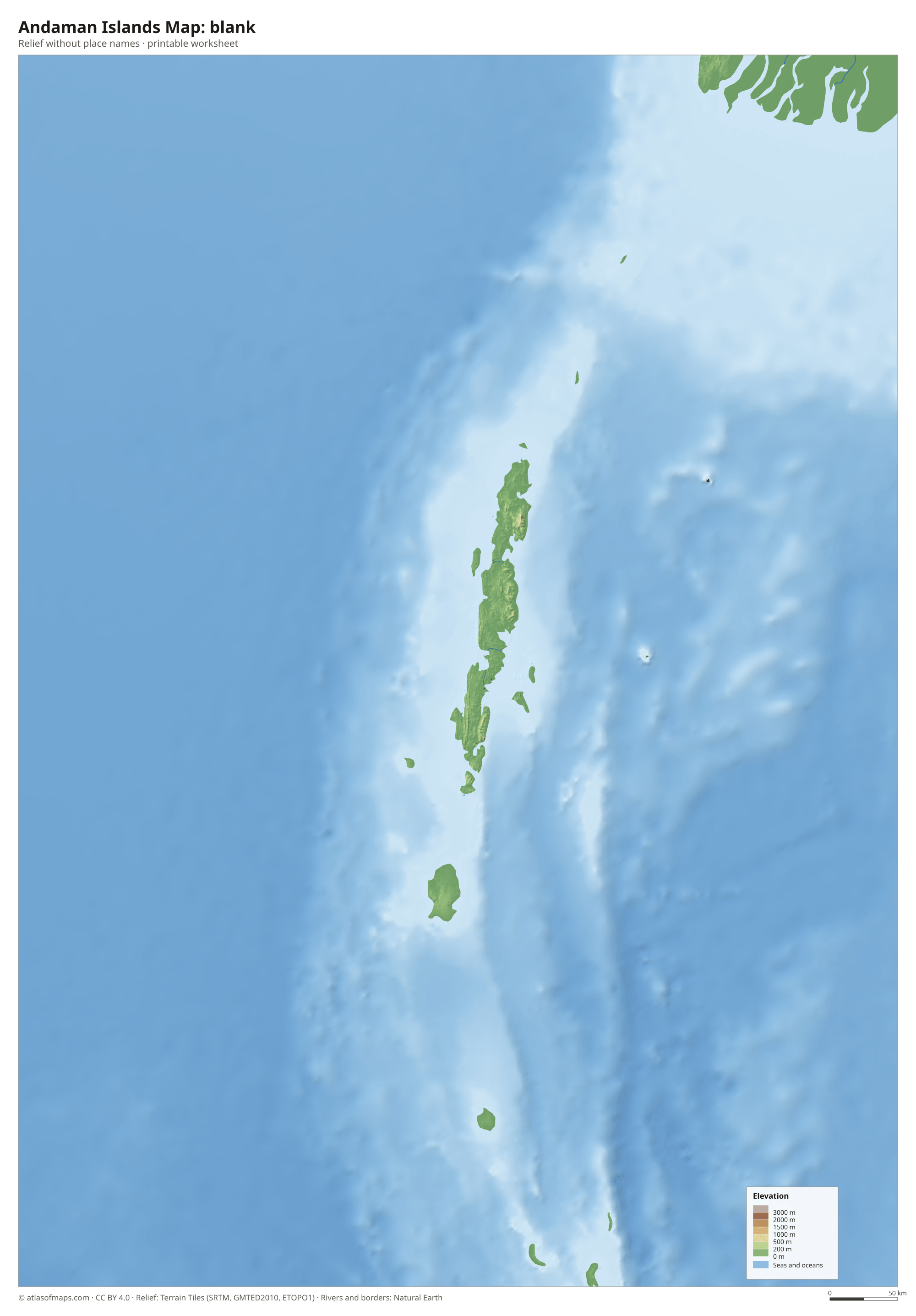 Andaman Islands Map without names
