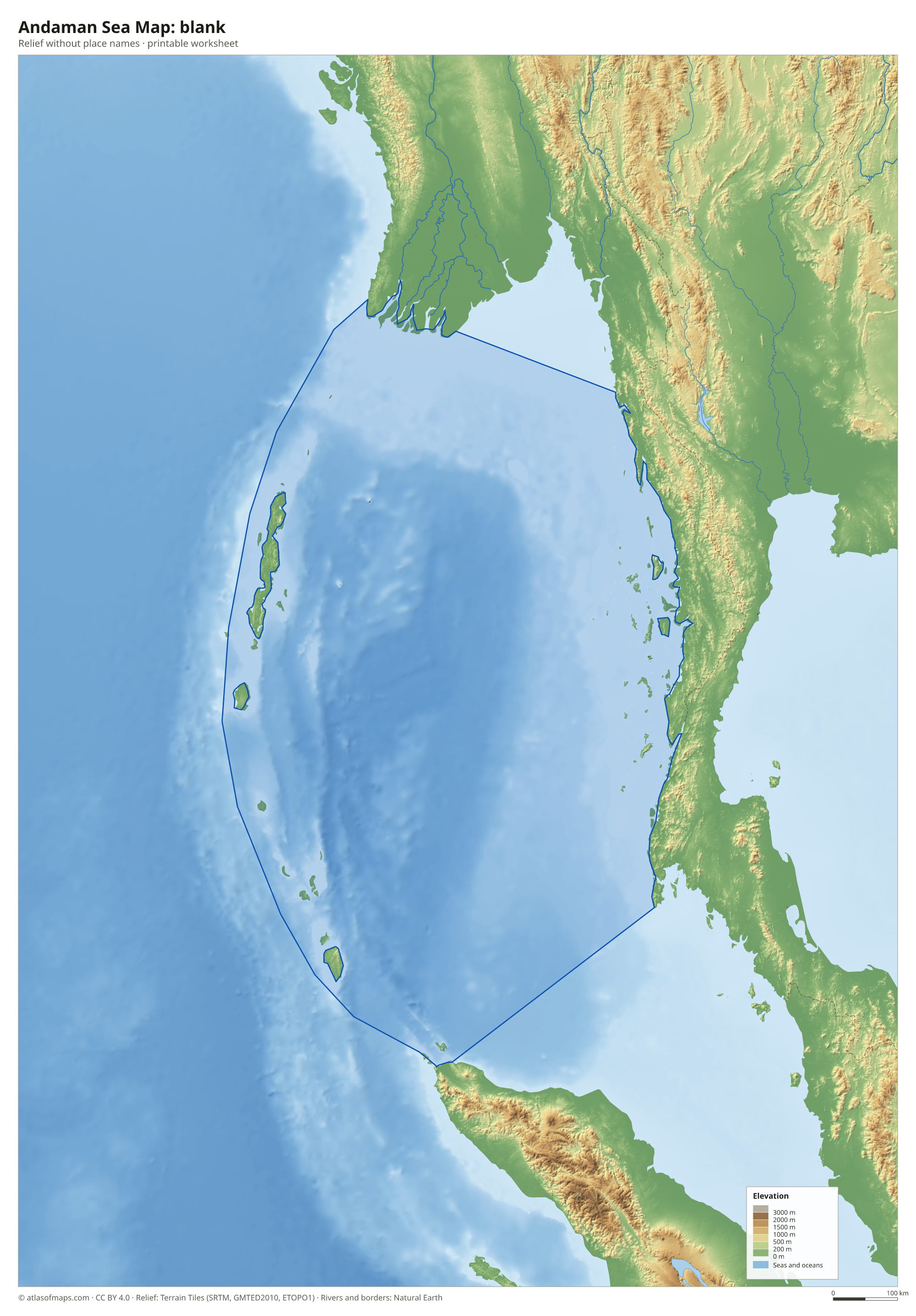 Andaman Sea Map without names
