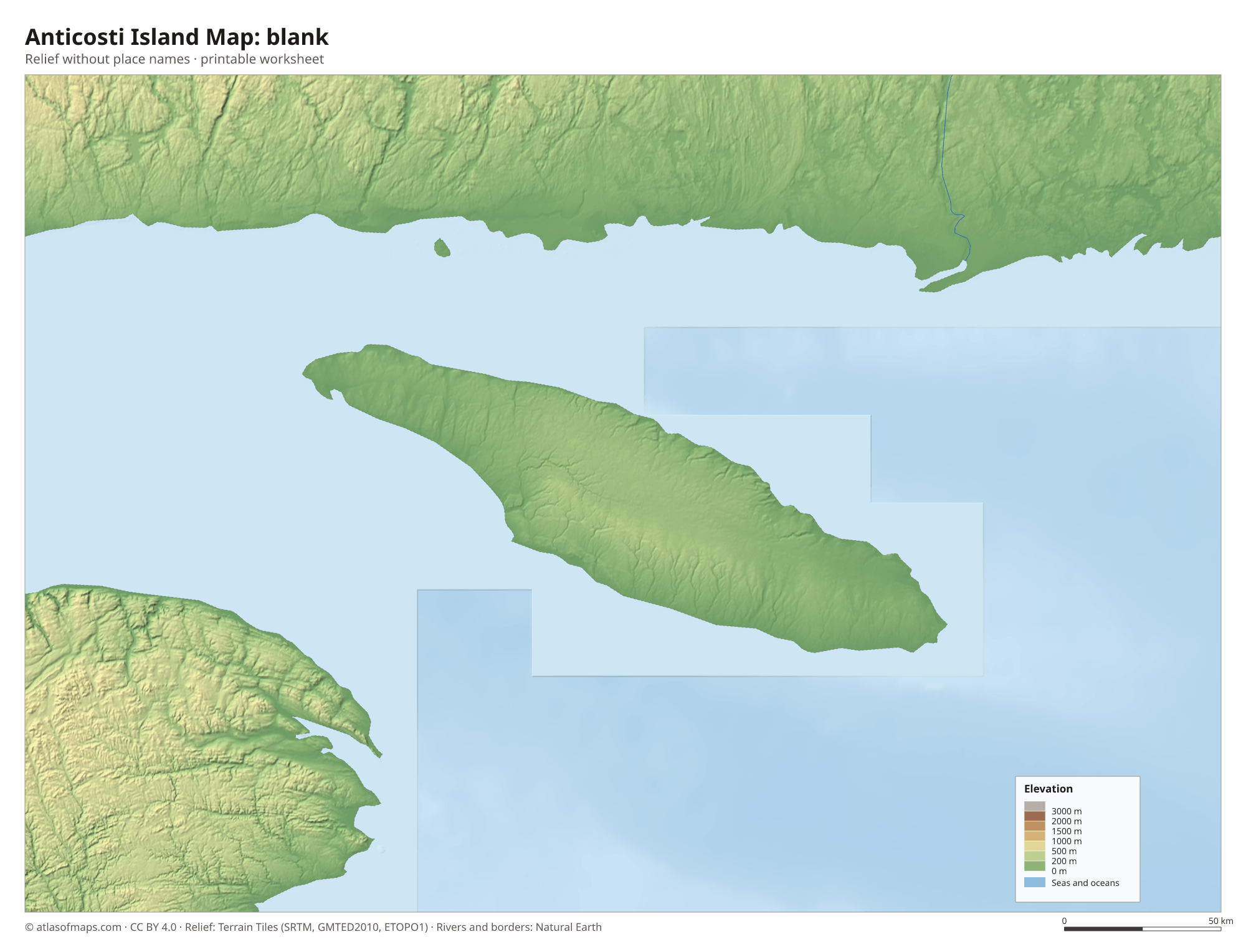 Anticosti Island Map without names