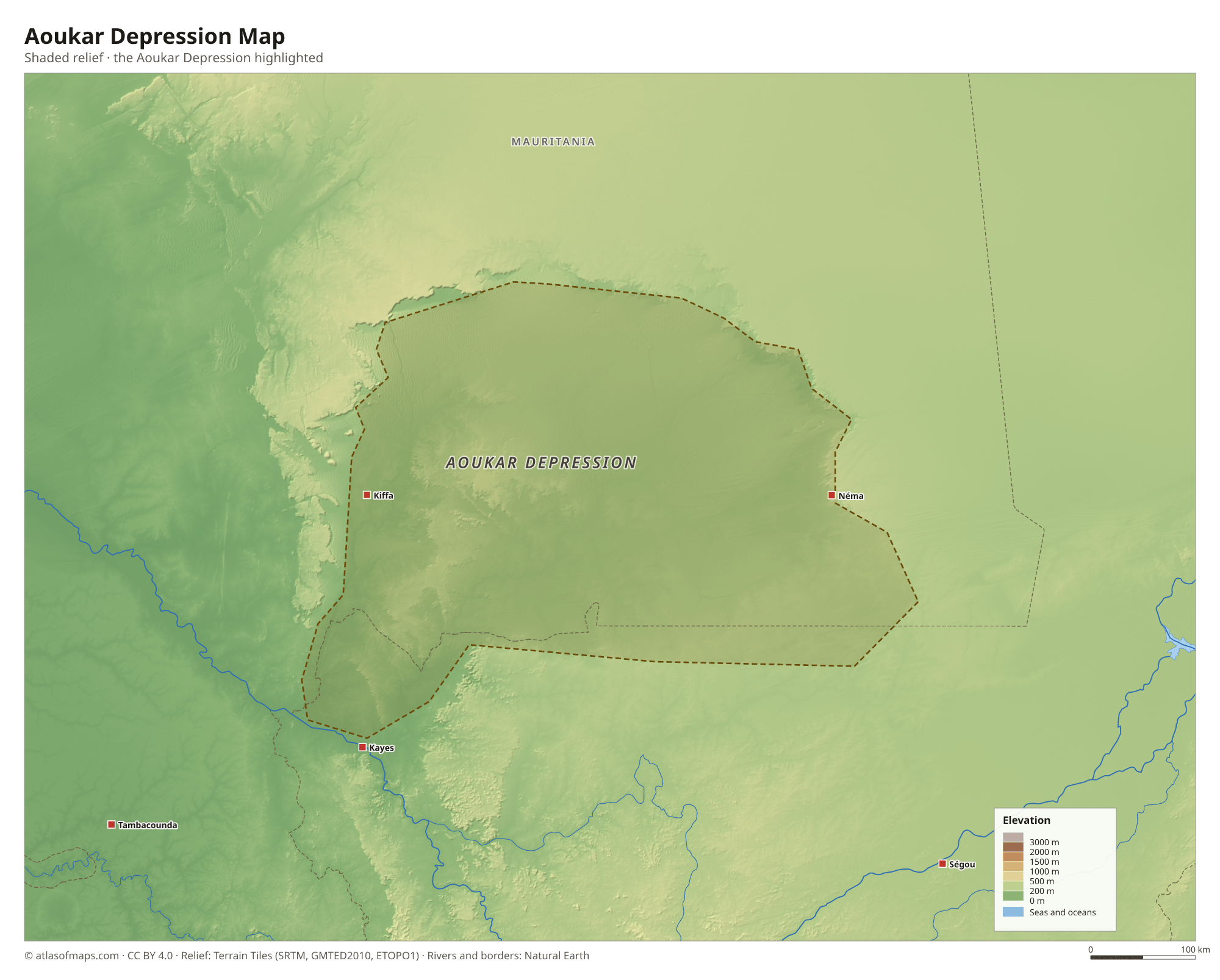 Aoukar Depression Map