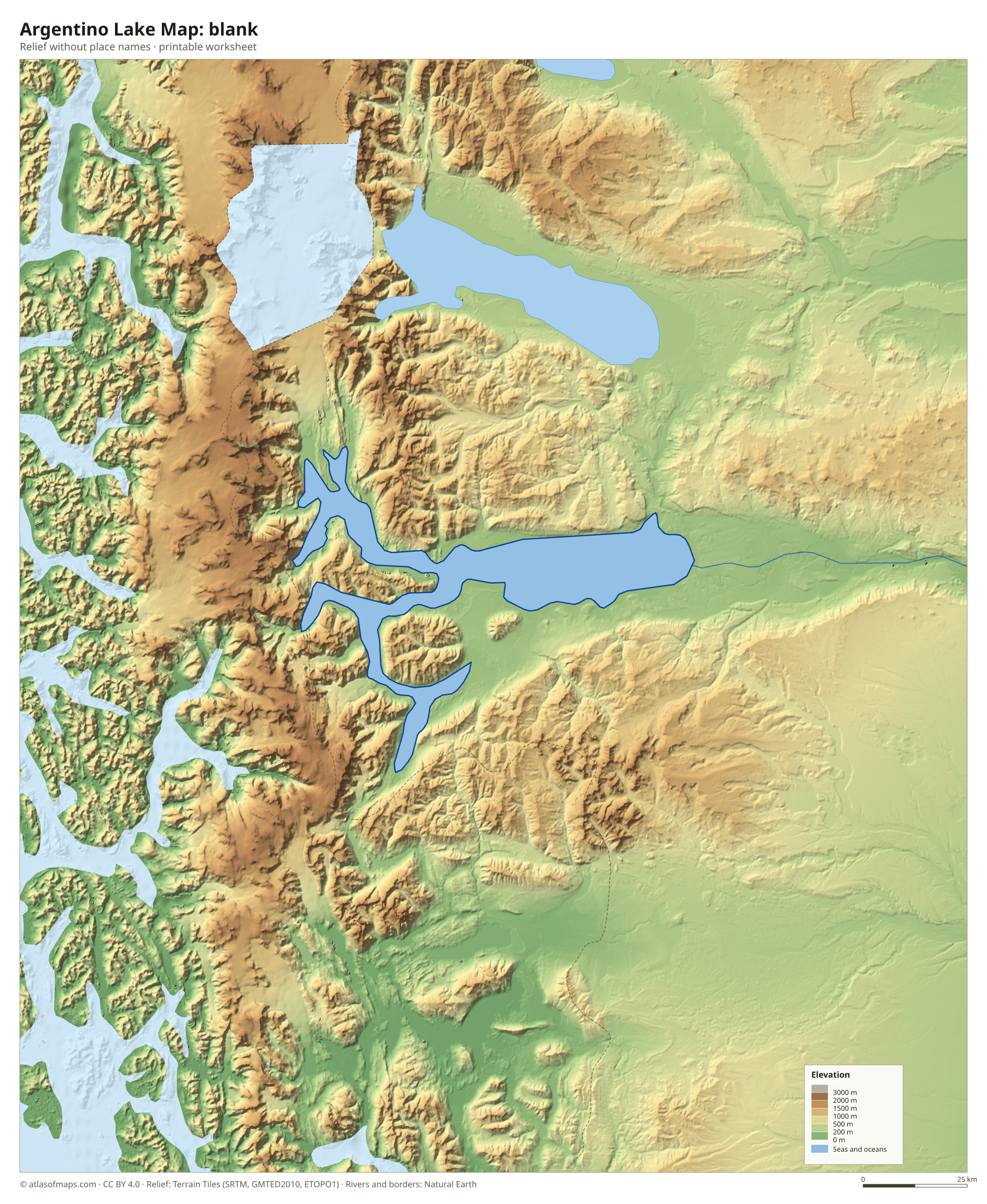 Argentino Lake Map without names