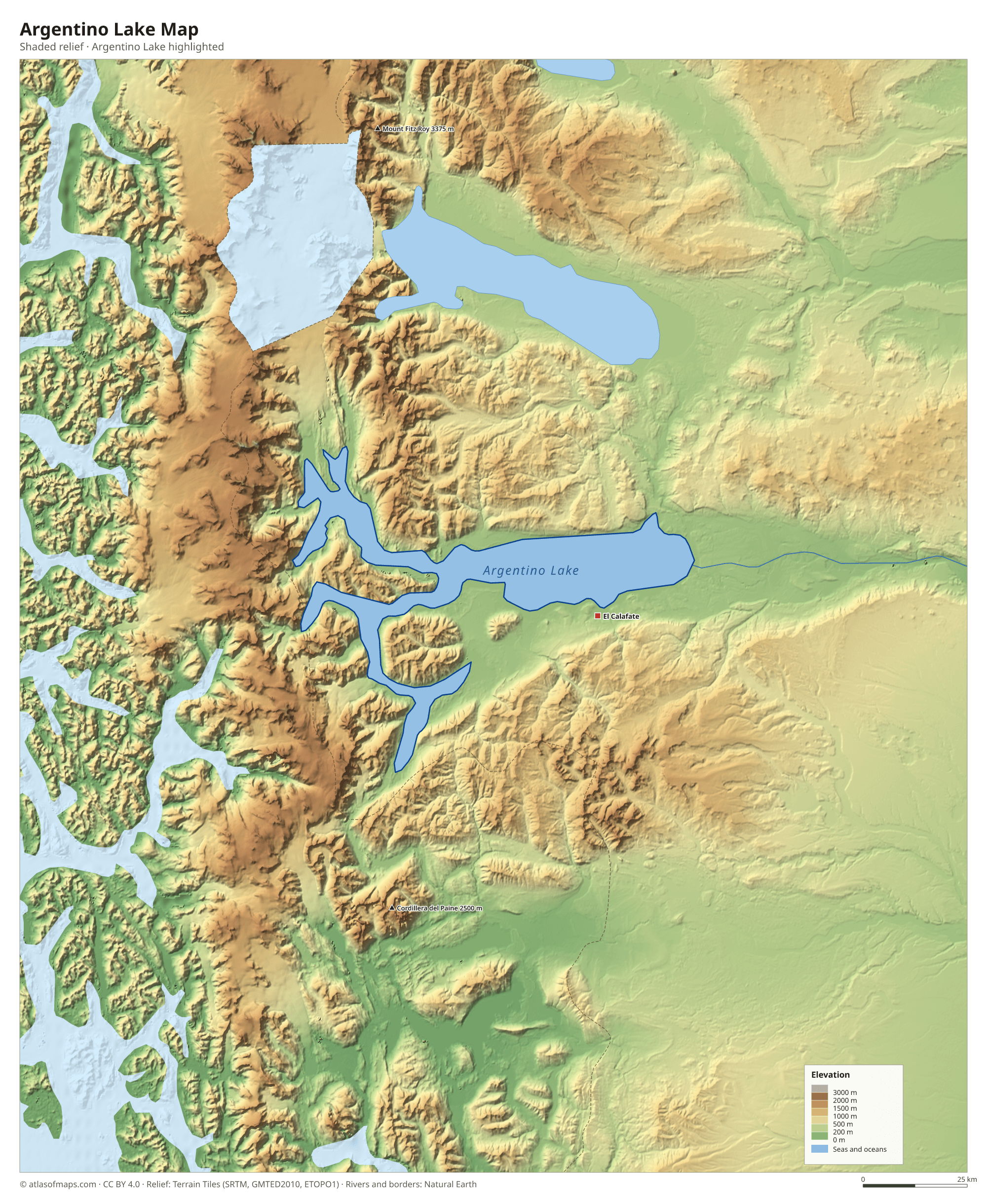 Argentino Lake Map