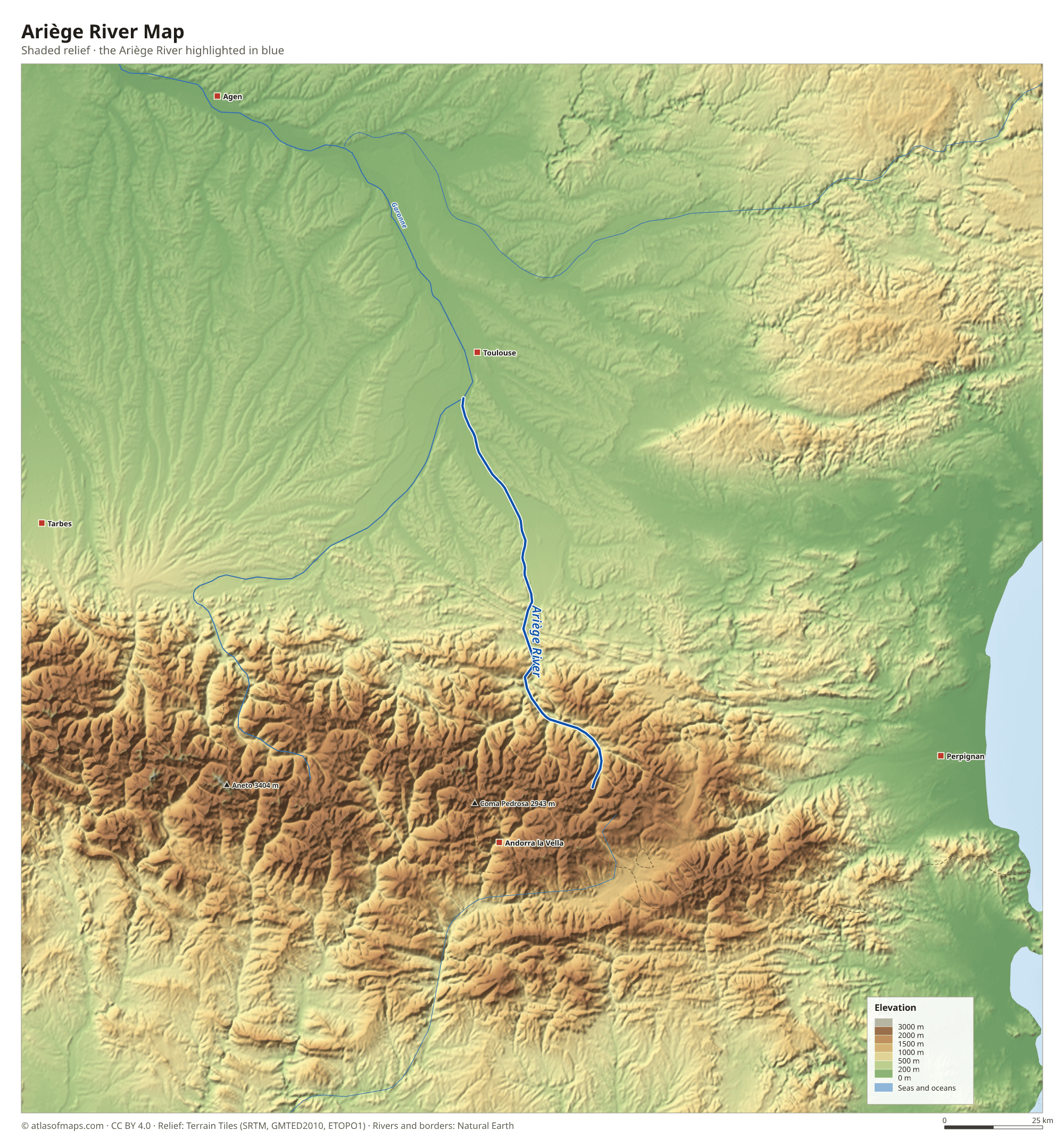 Ariège River Map