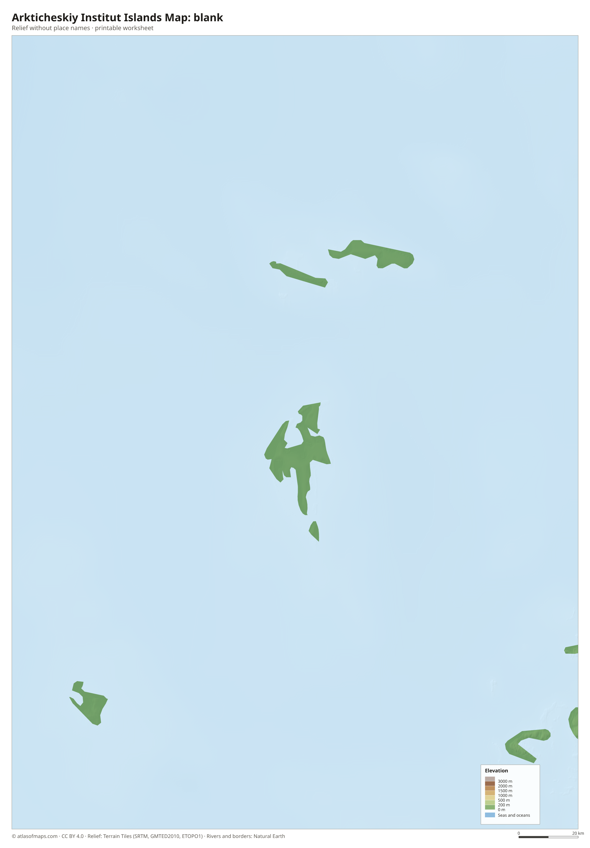 Arkticheskiy Institut Islands Map without names