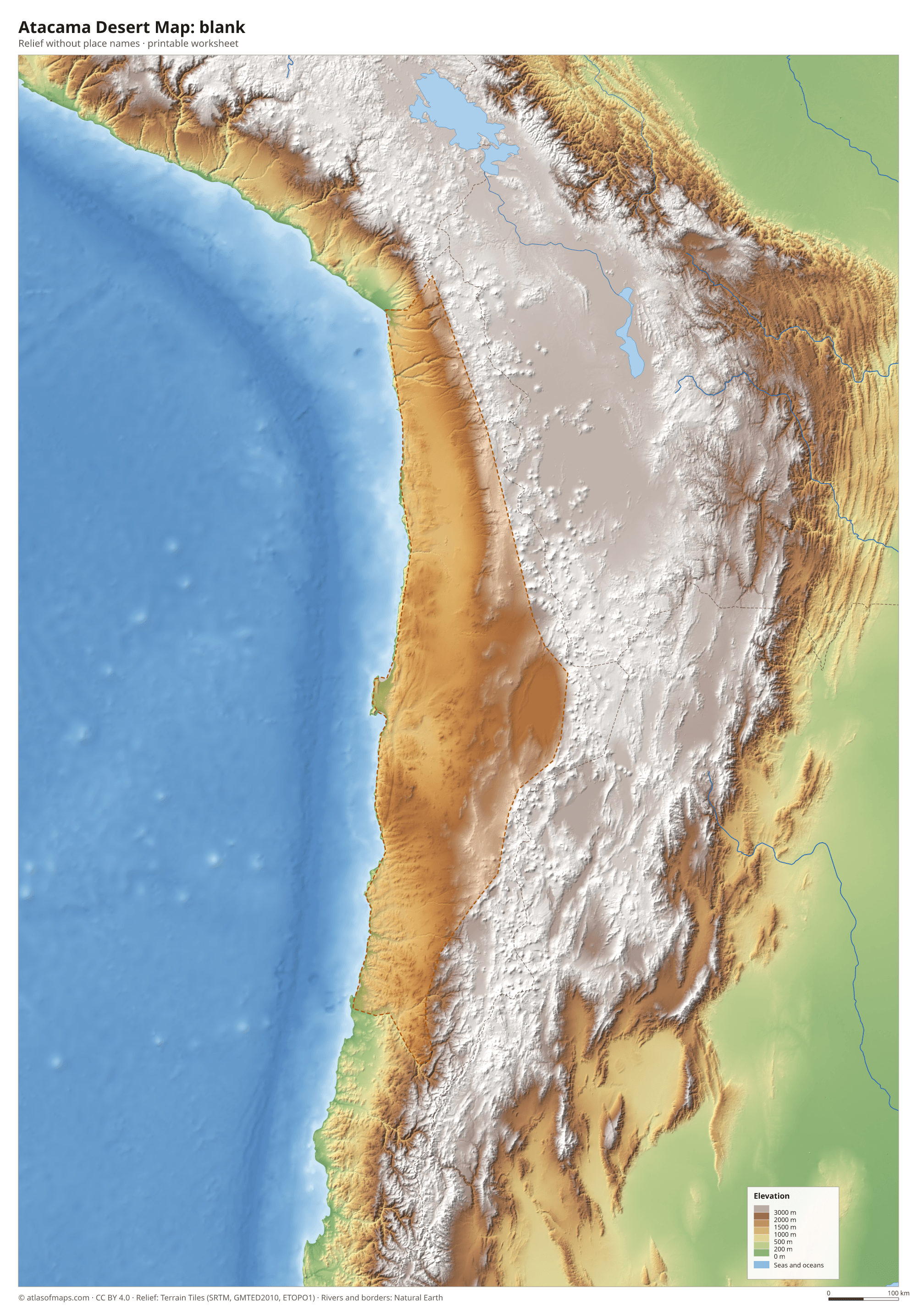 Atacama Desert Map without names
