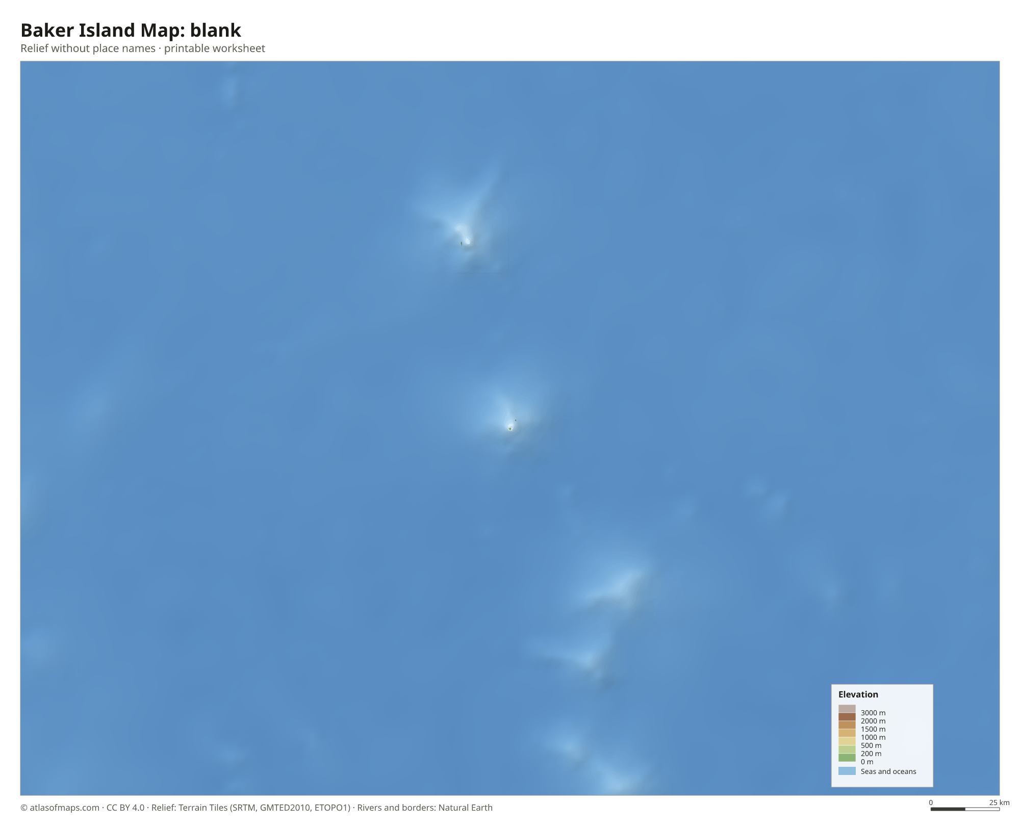 Baker Island Map without names