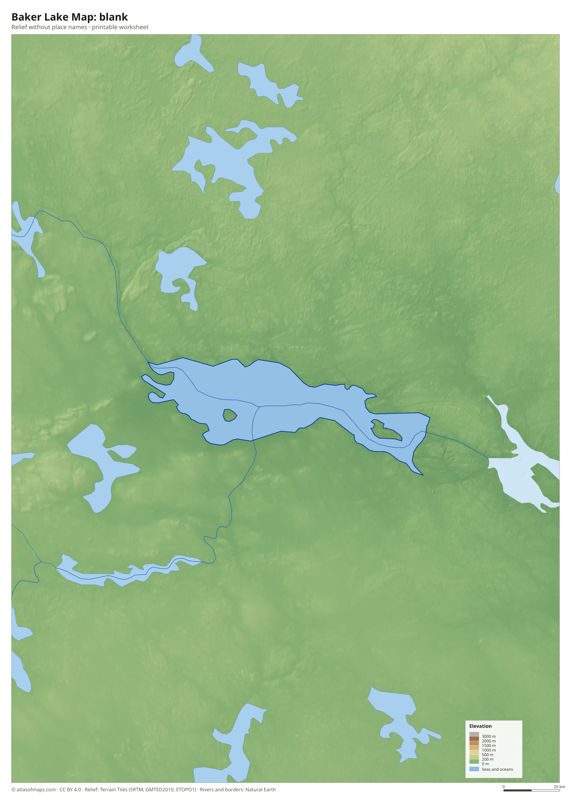 Baker Lake Map without names