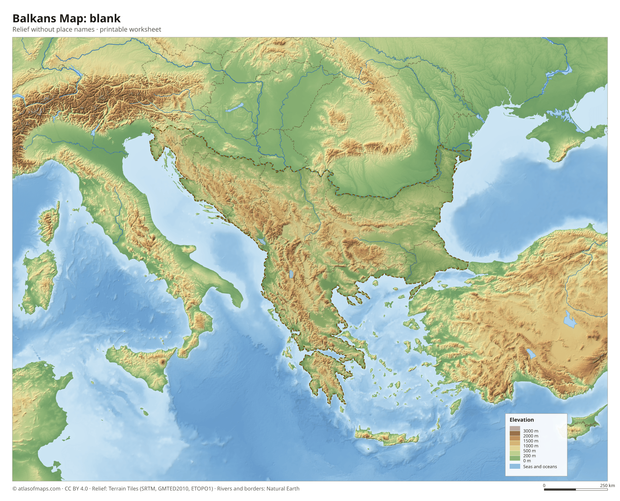 Balkans Map without names