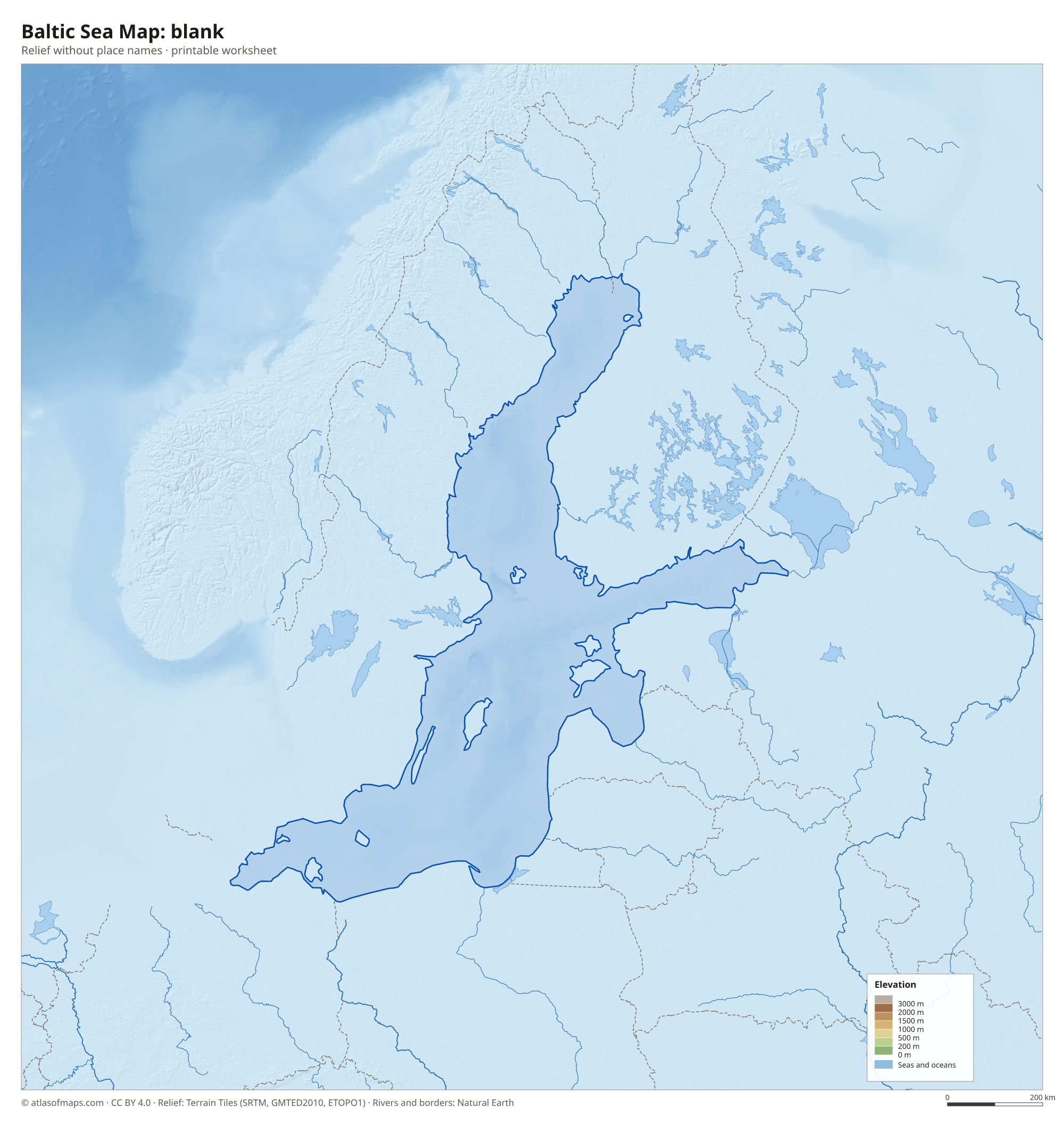 Baltic Sea Map without names