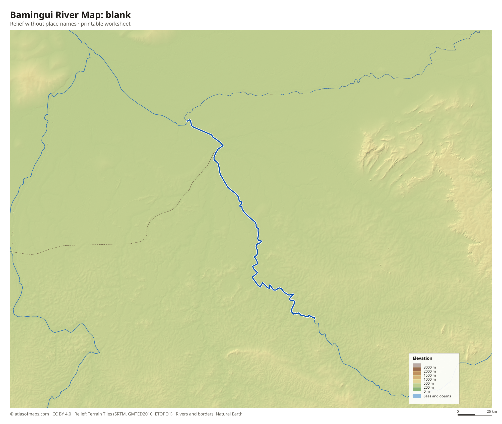 Bamingui River Map without names