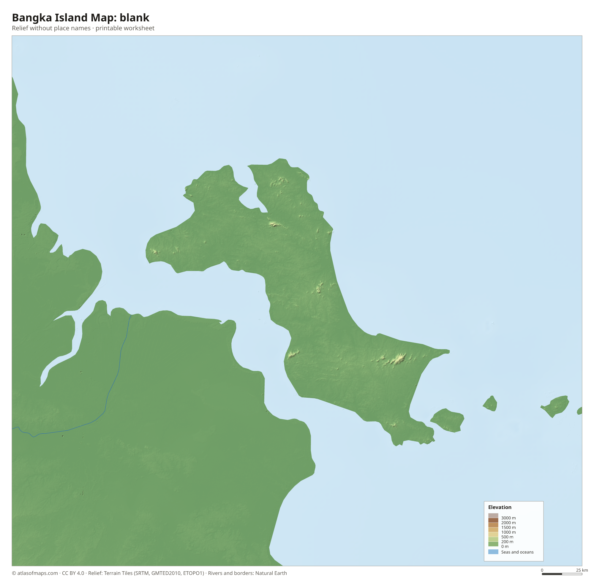 Bangka Island Map without names