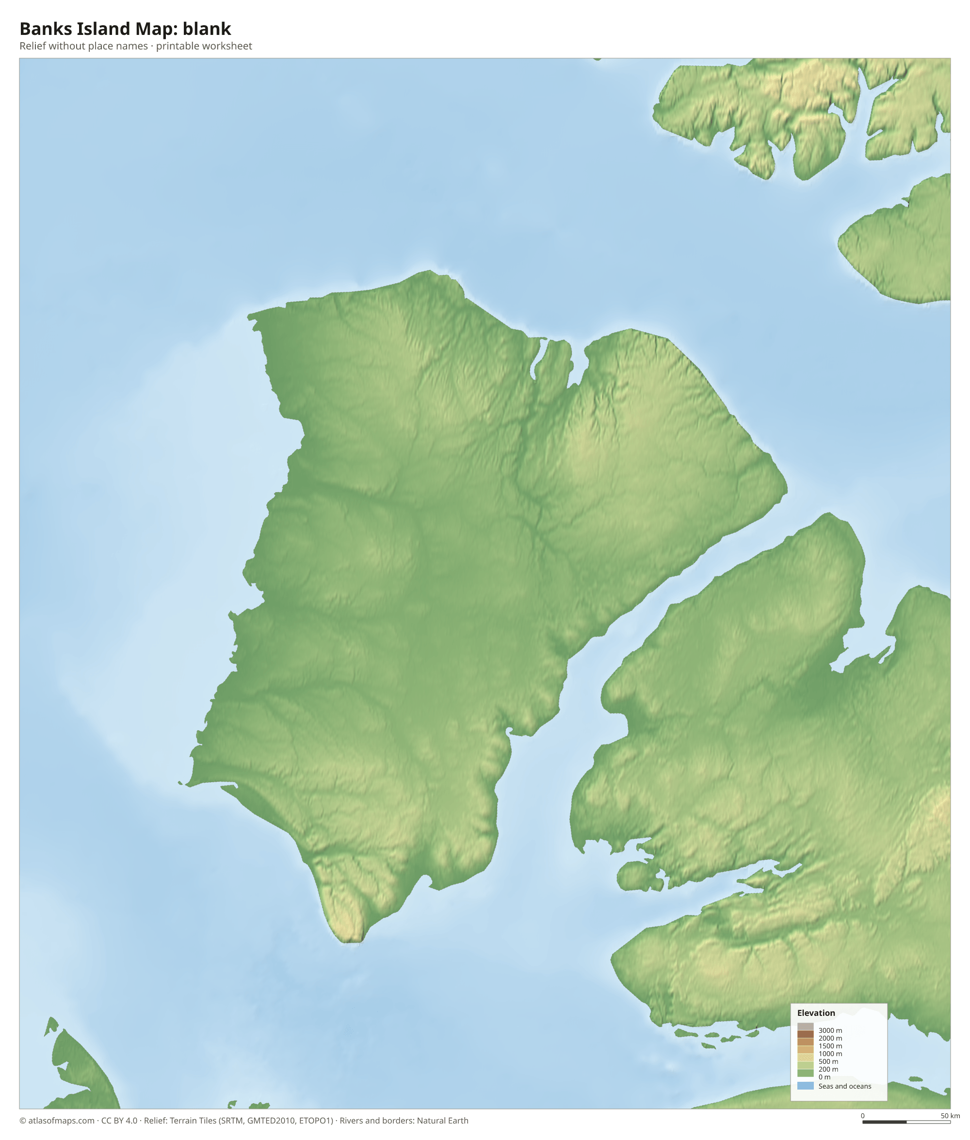 Banks Island Map without names