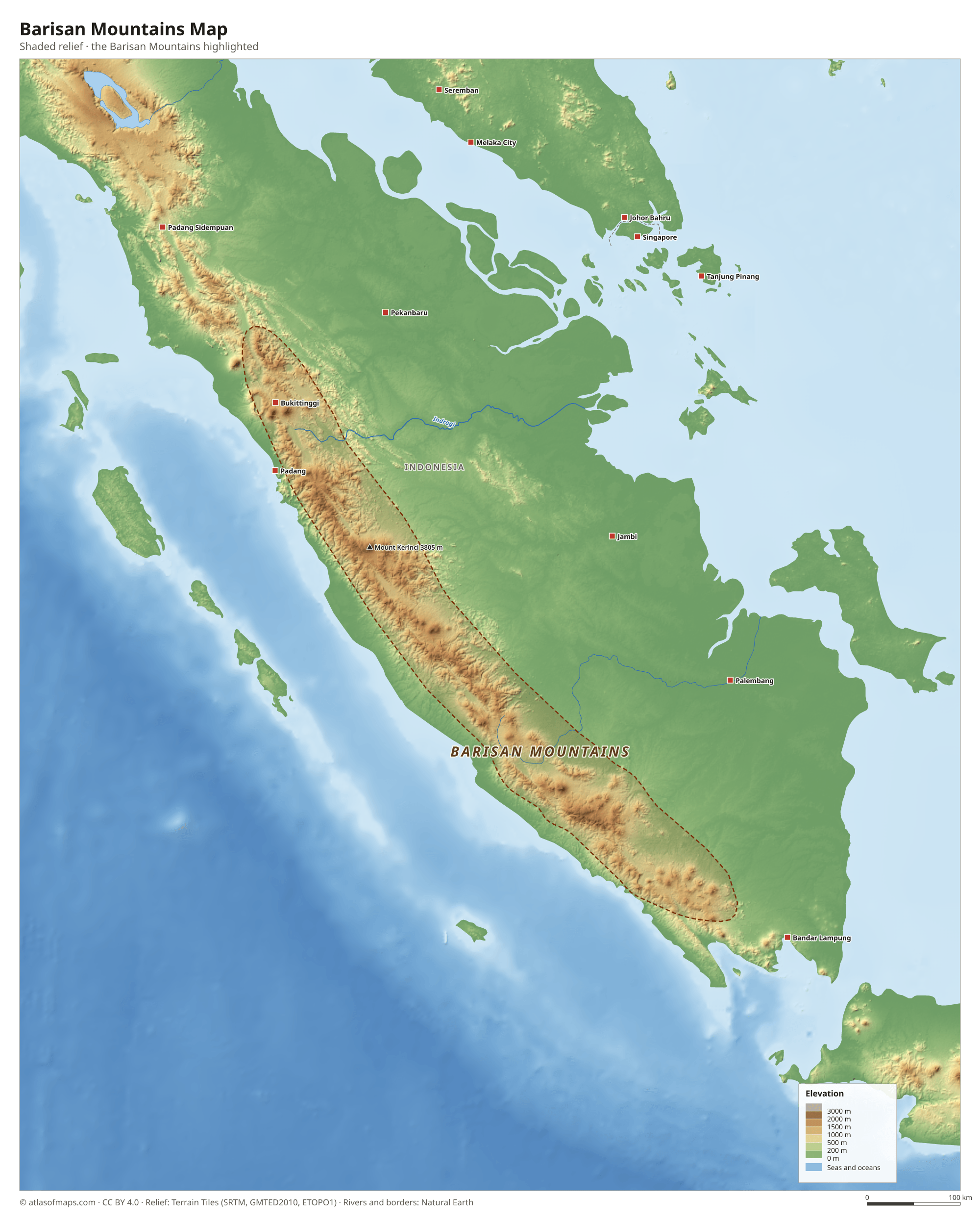 Barisan Mountains Map