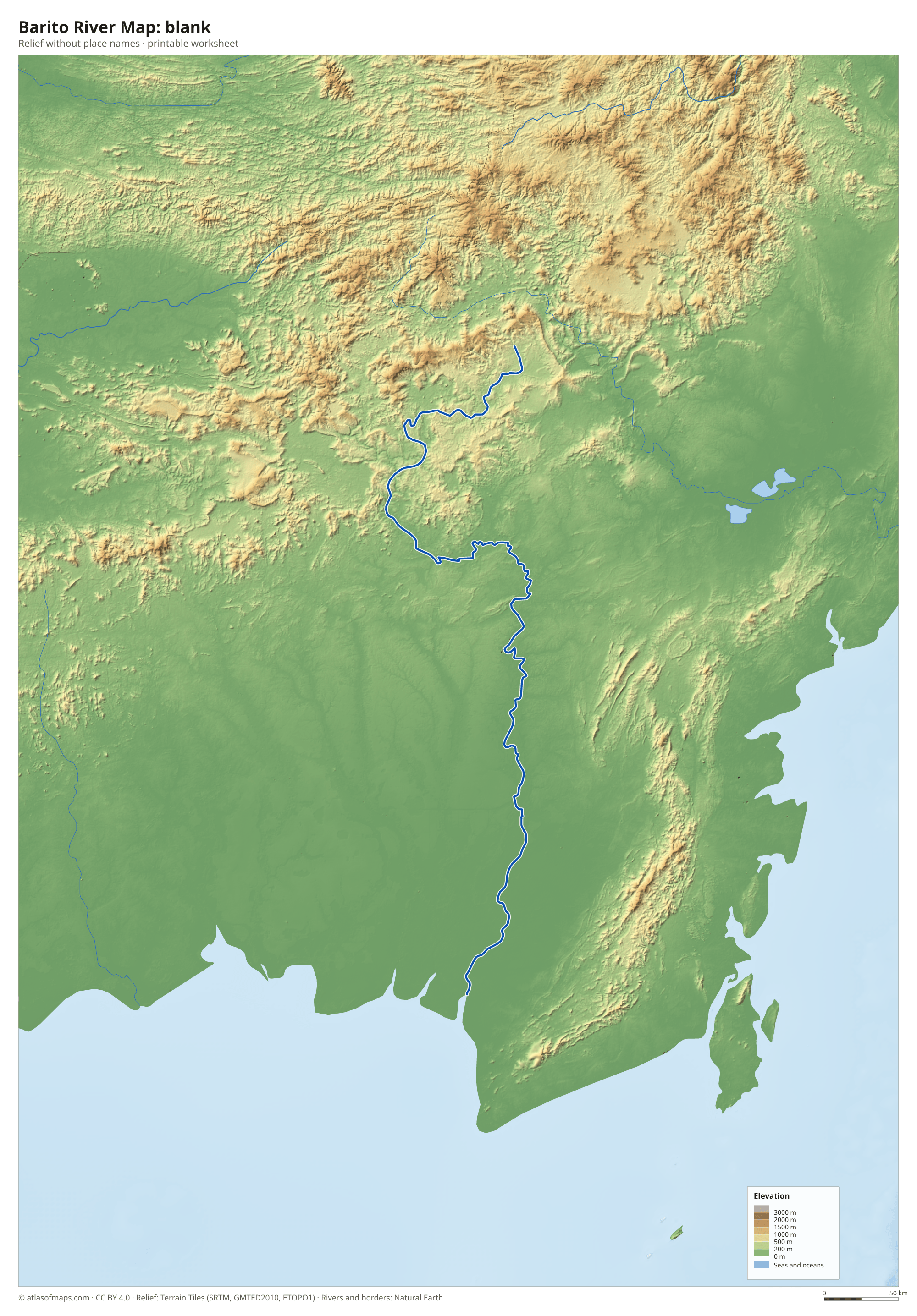 Barito River Map without names