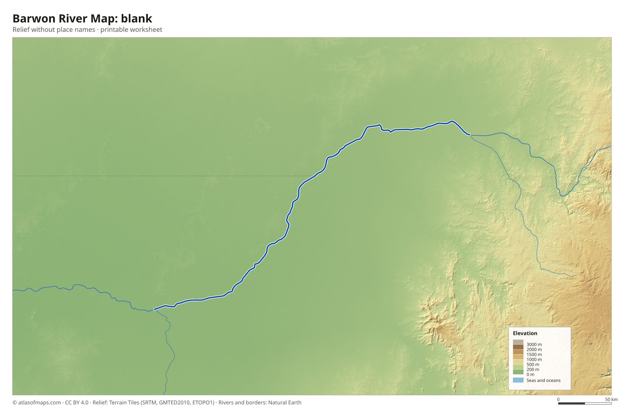 Barwon River Map without names