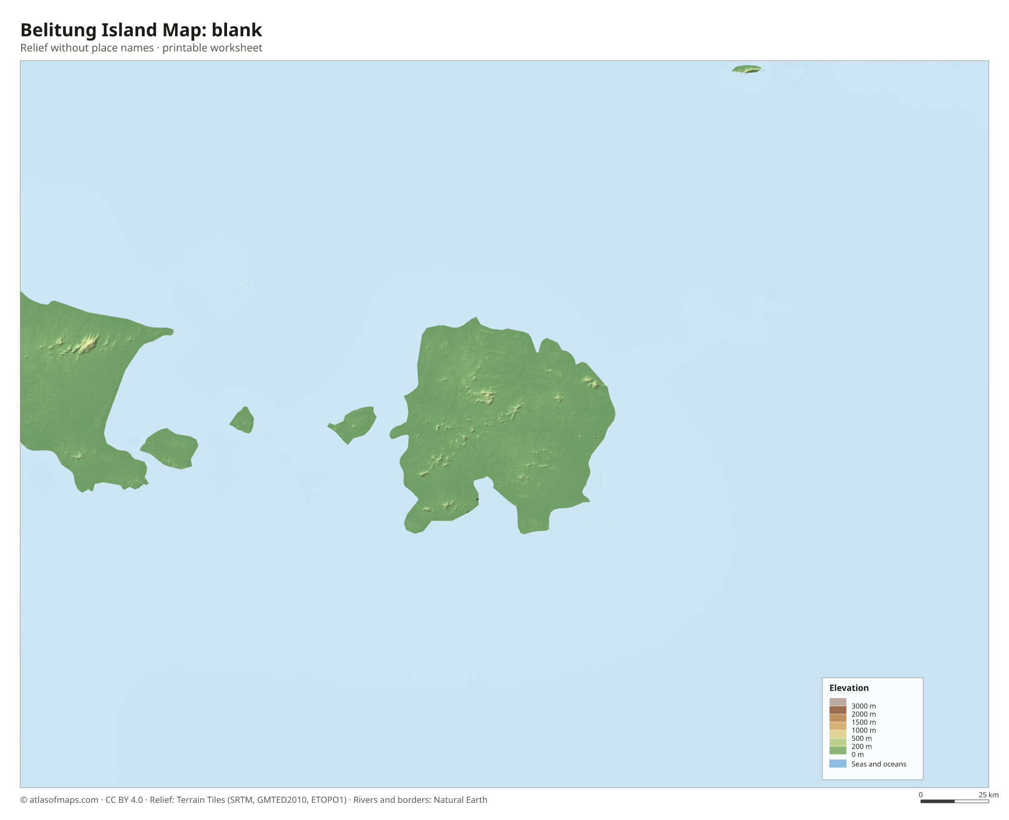 Belitung Island Map without names