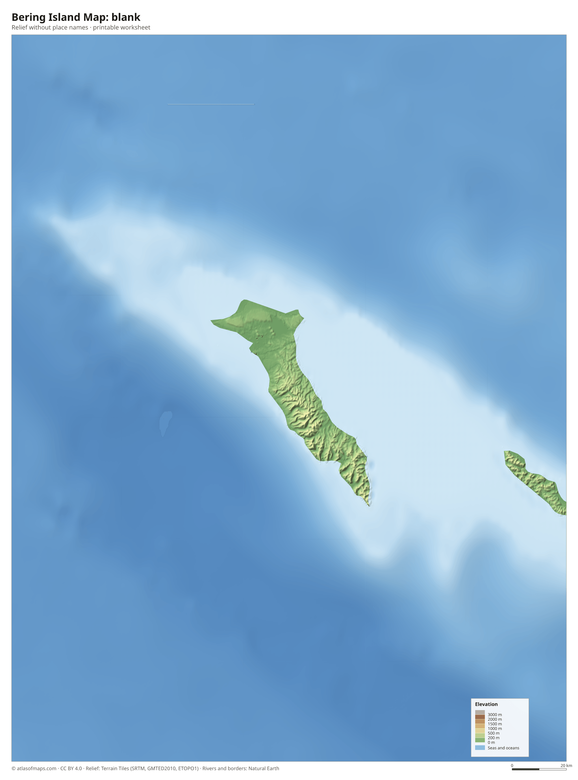 Bering Island Map without names