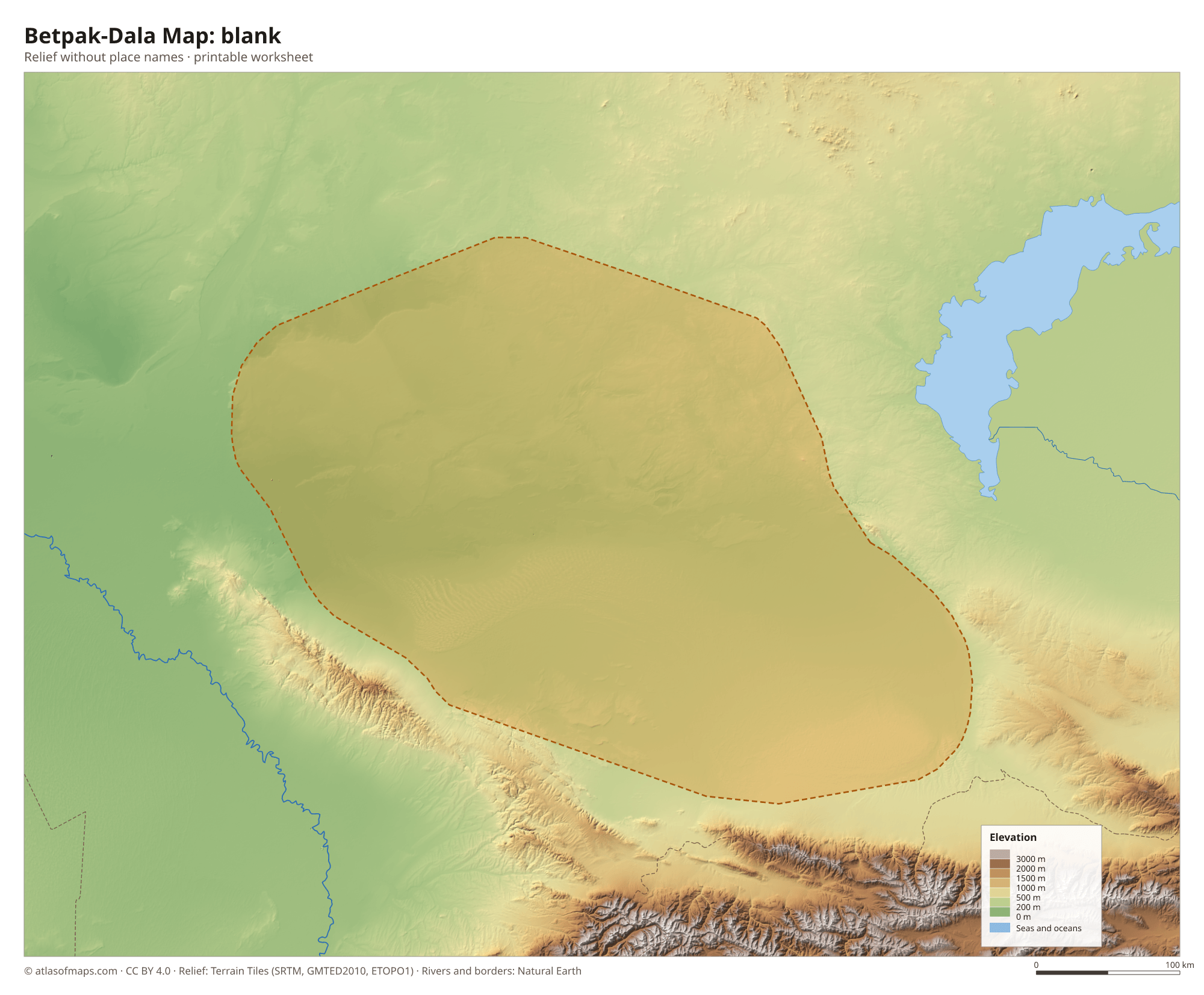 Betpak-Dala Map without names