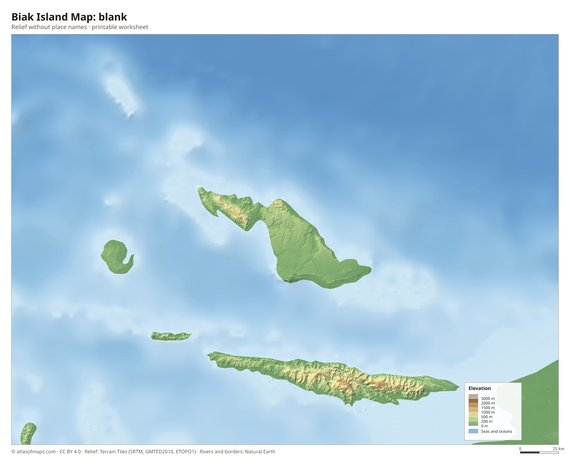 Biak Island Map without names