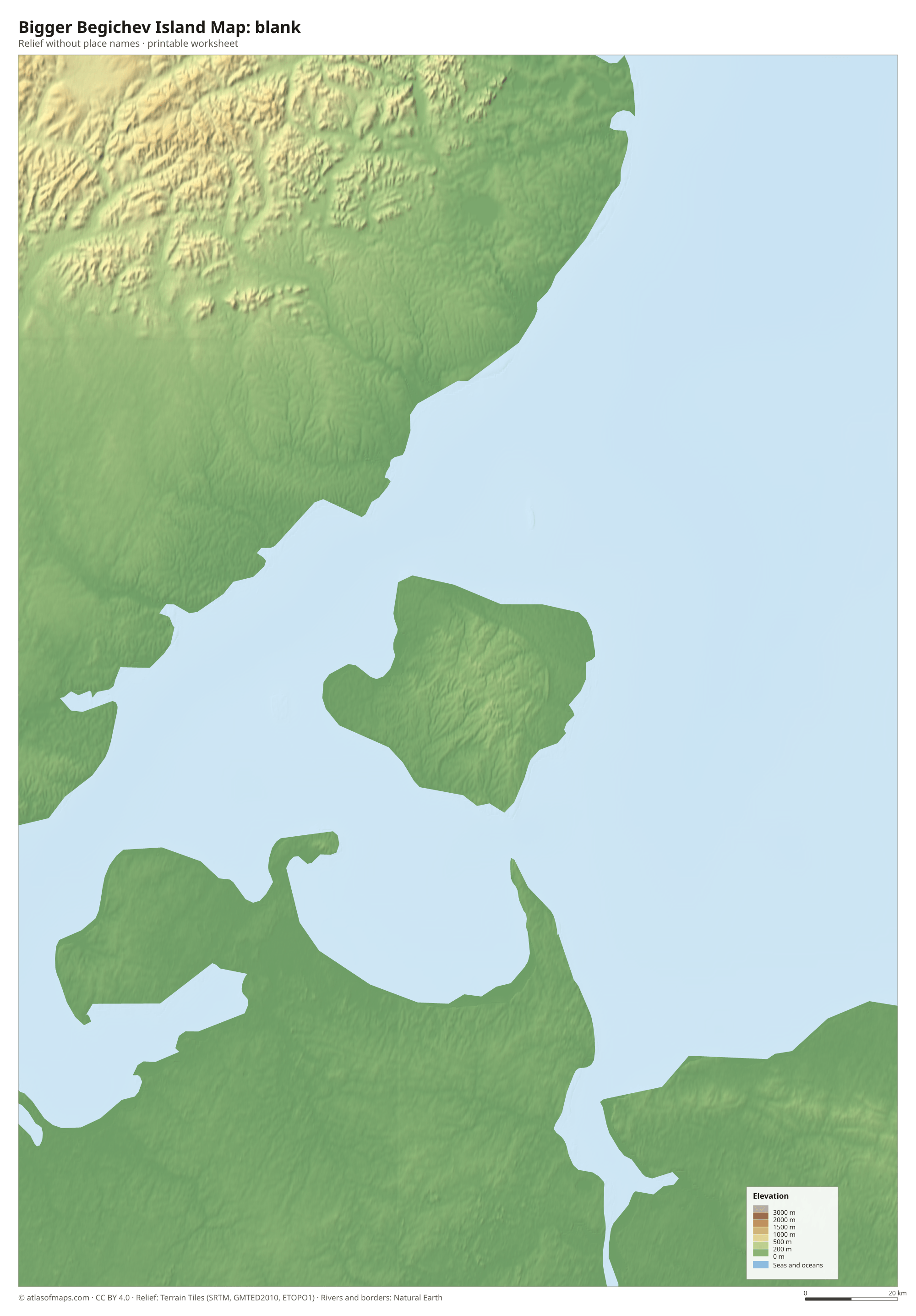 Bigger Begichev Island Map without names