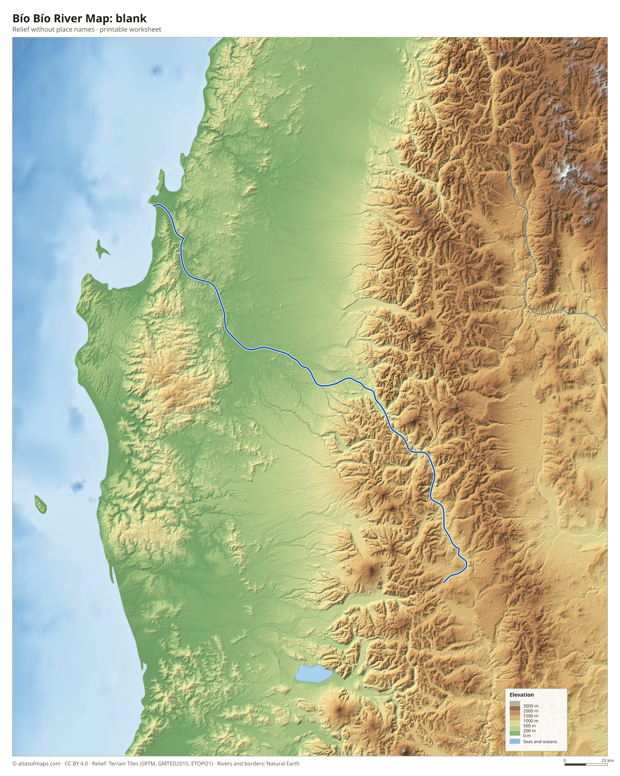 Bío Bío River Map without names