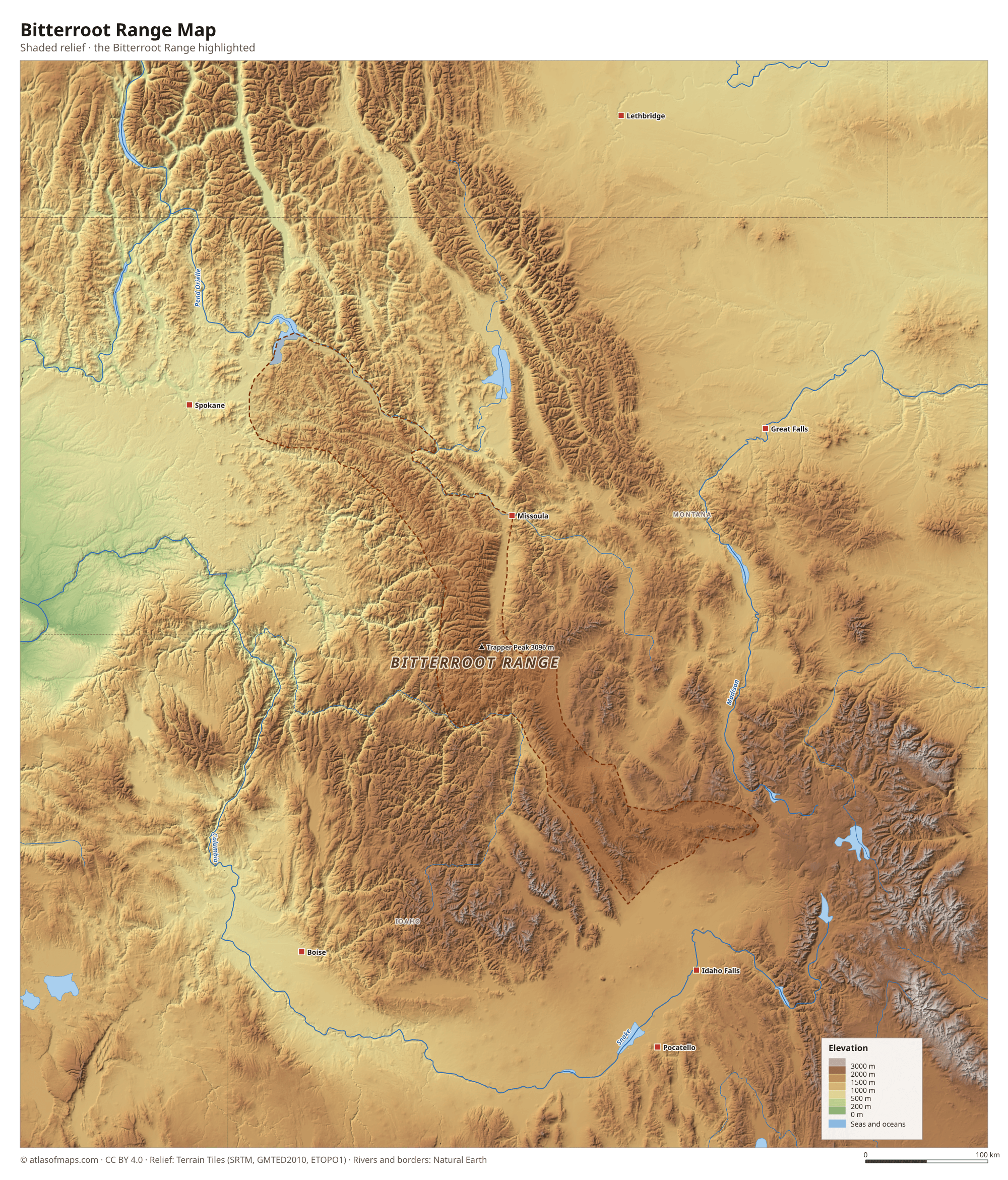 Bitterroot Range Map