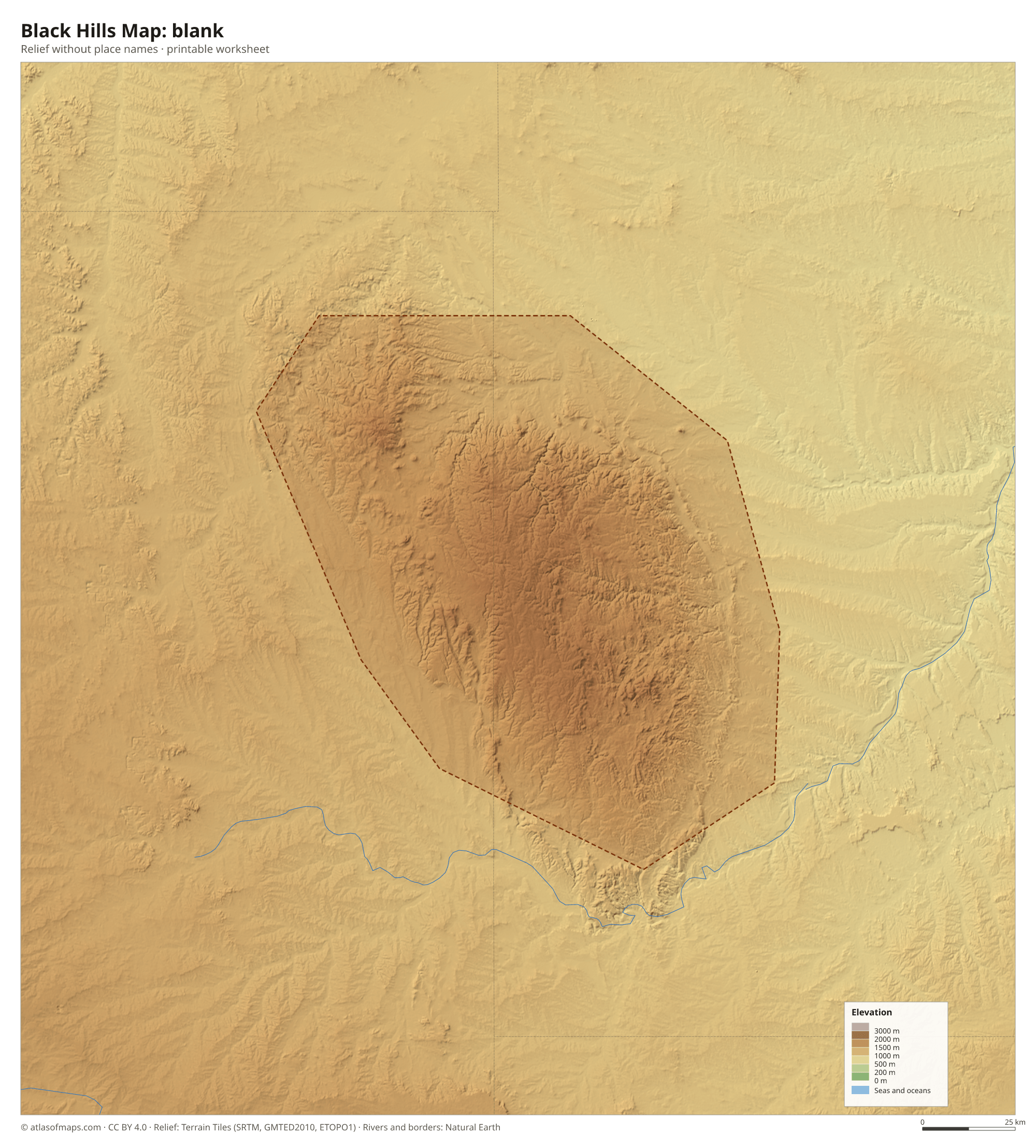 Black Hills Map without names