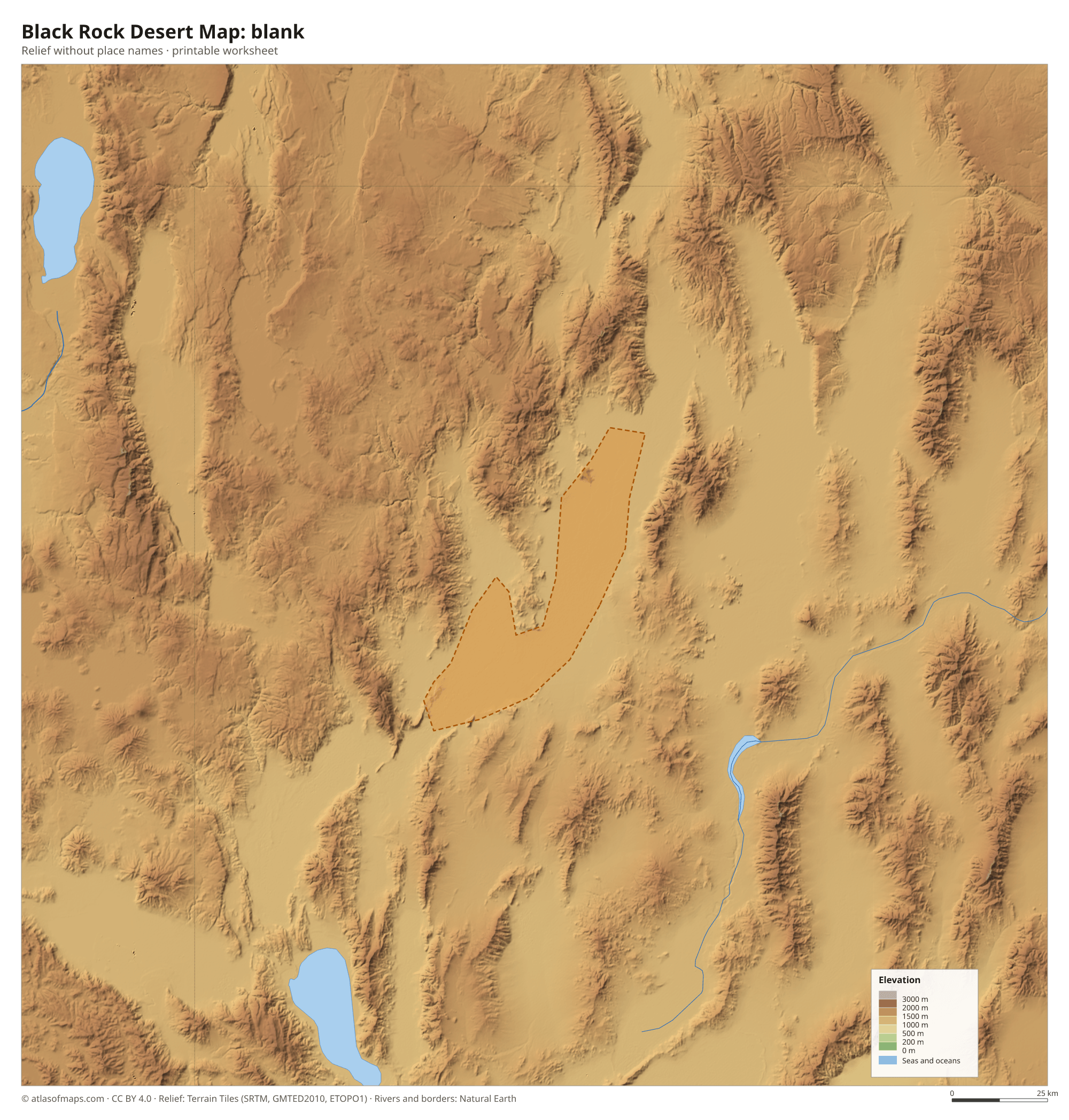Black Rock Desert Map without names