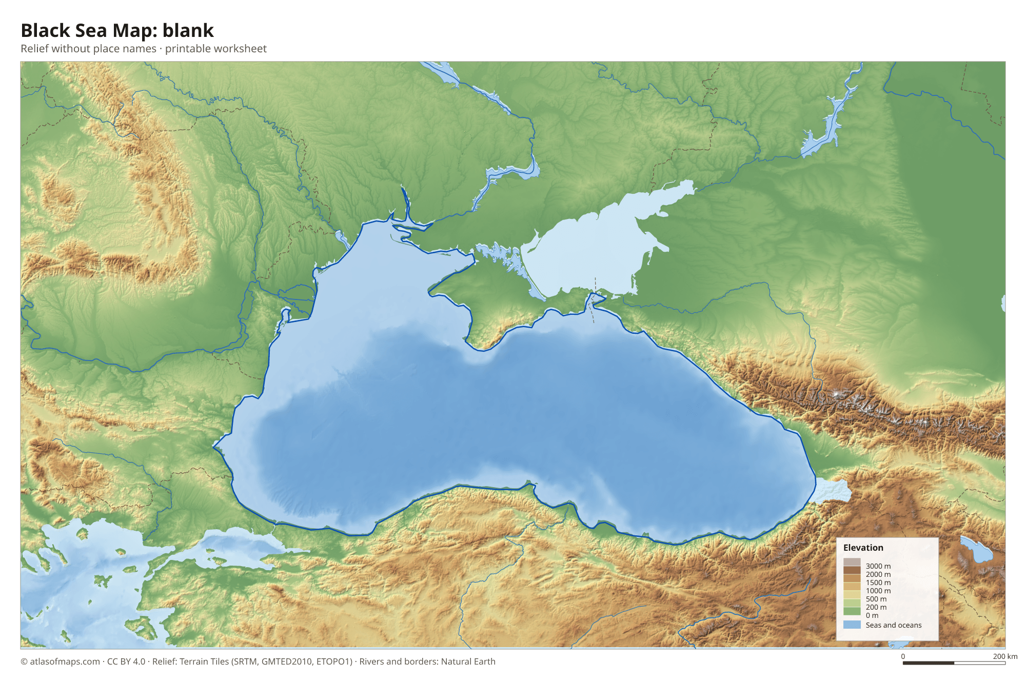 Black Sea Map without names