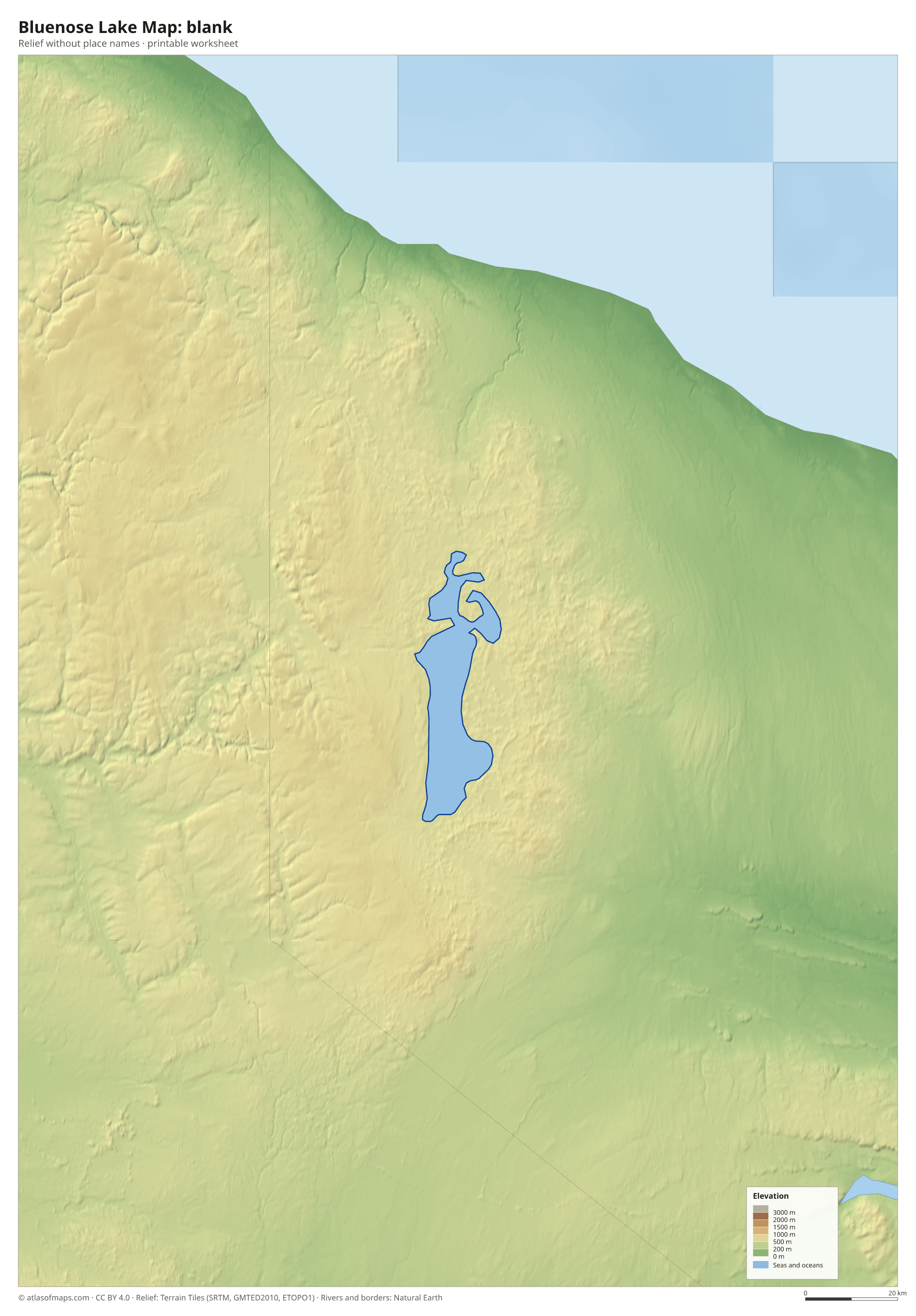 Bluenose Lake Map without names