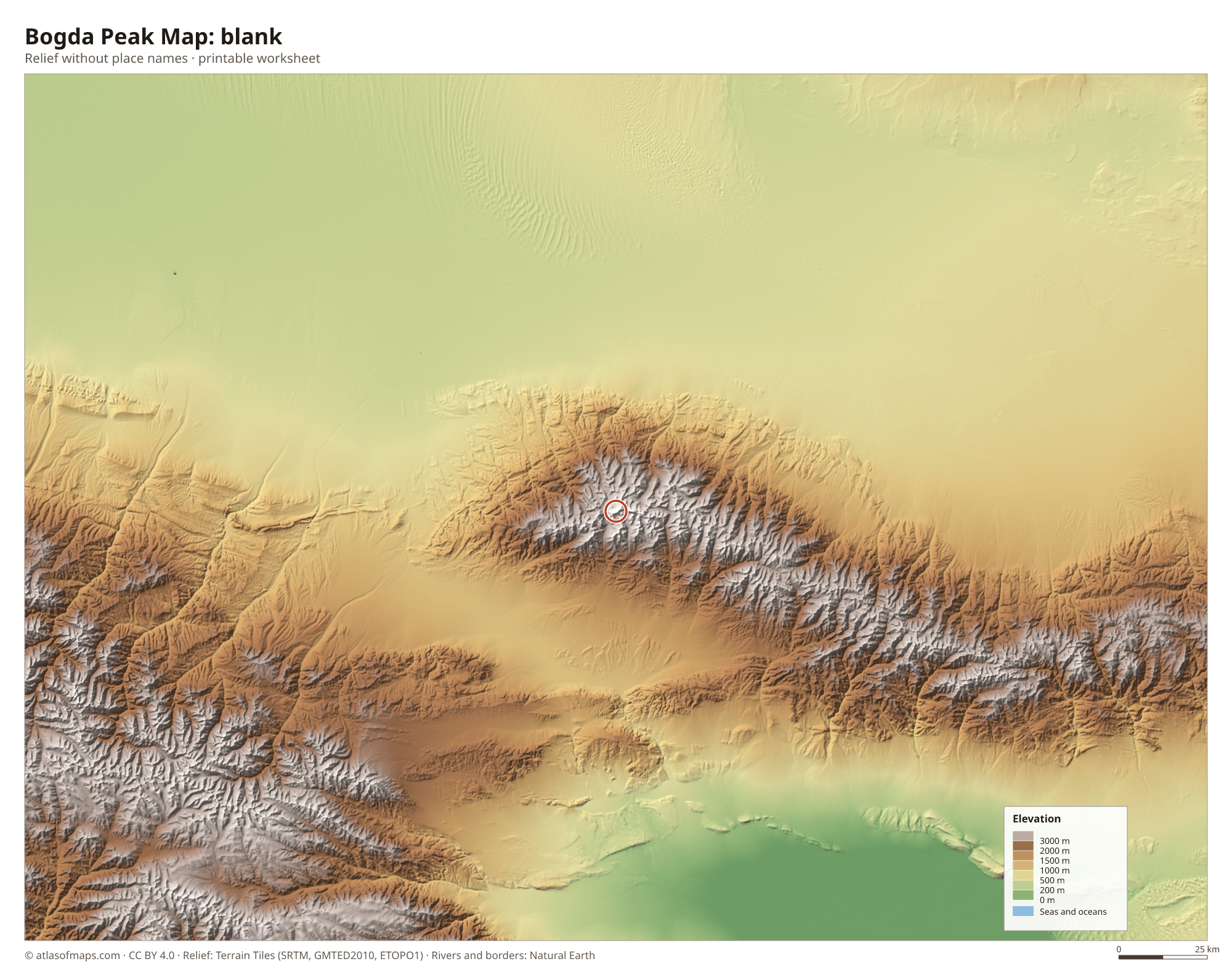 Bogda Peak Map without names