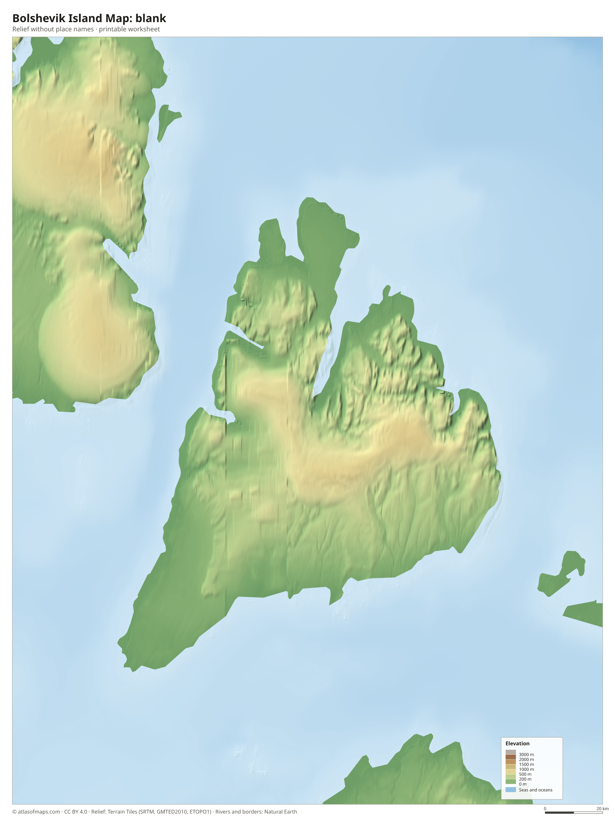 Bolshevik Island Map without names