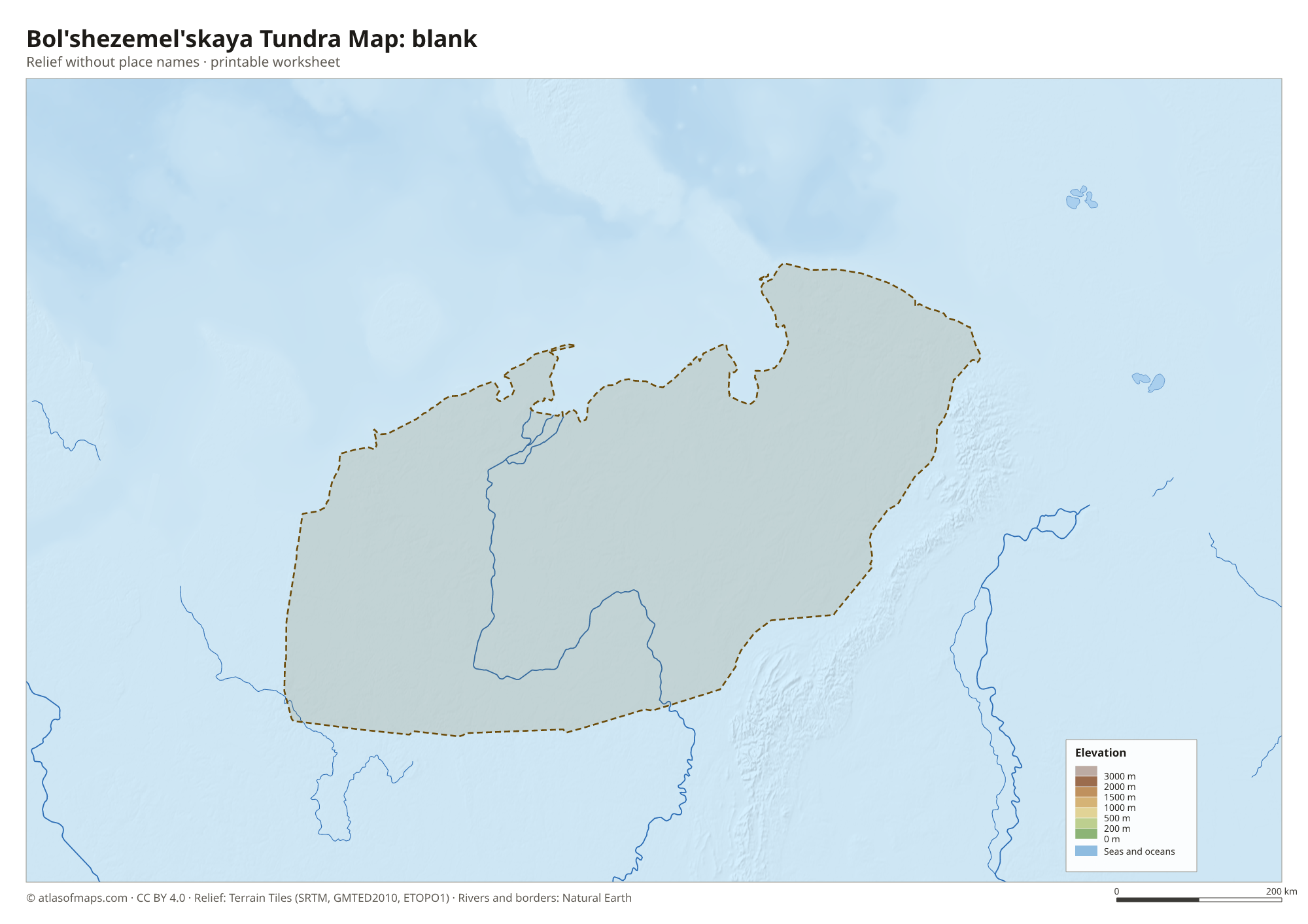 Bol'shezemel'skaya Tundra Map without names