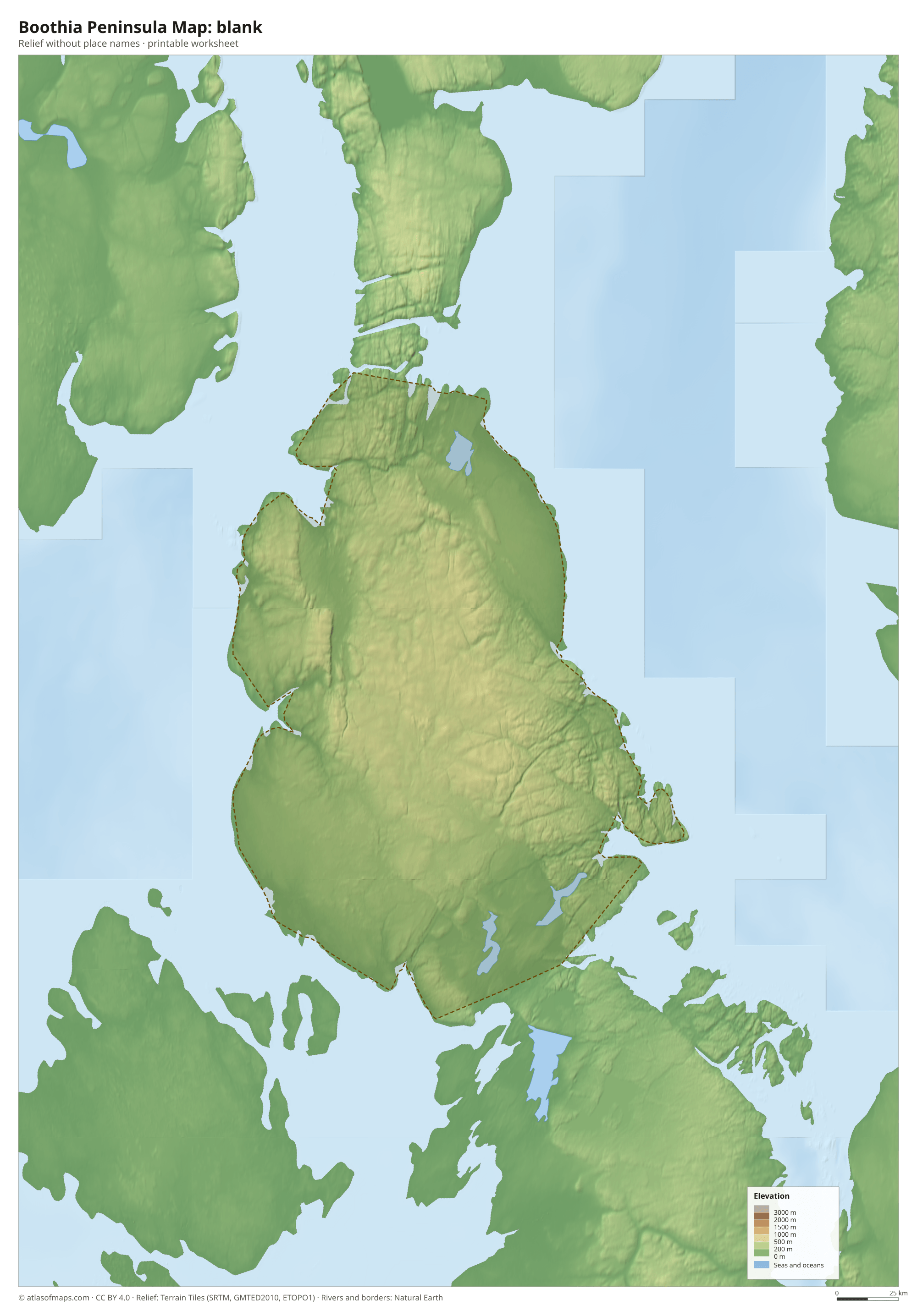 Boothia Peninsula Map without names