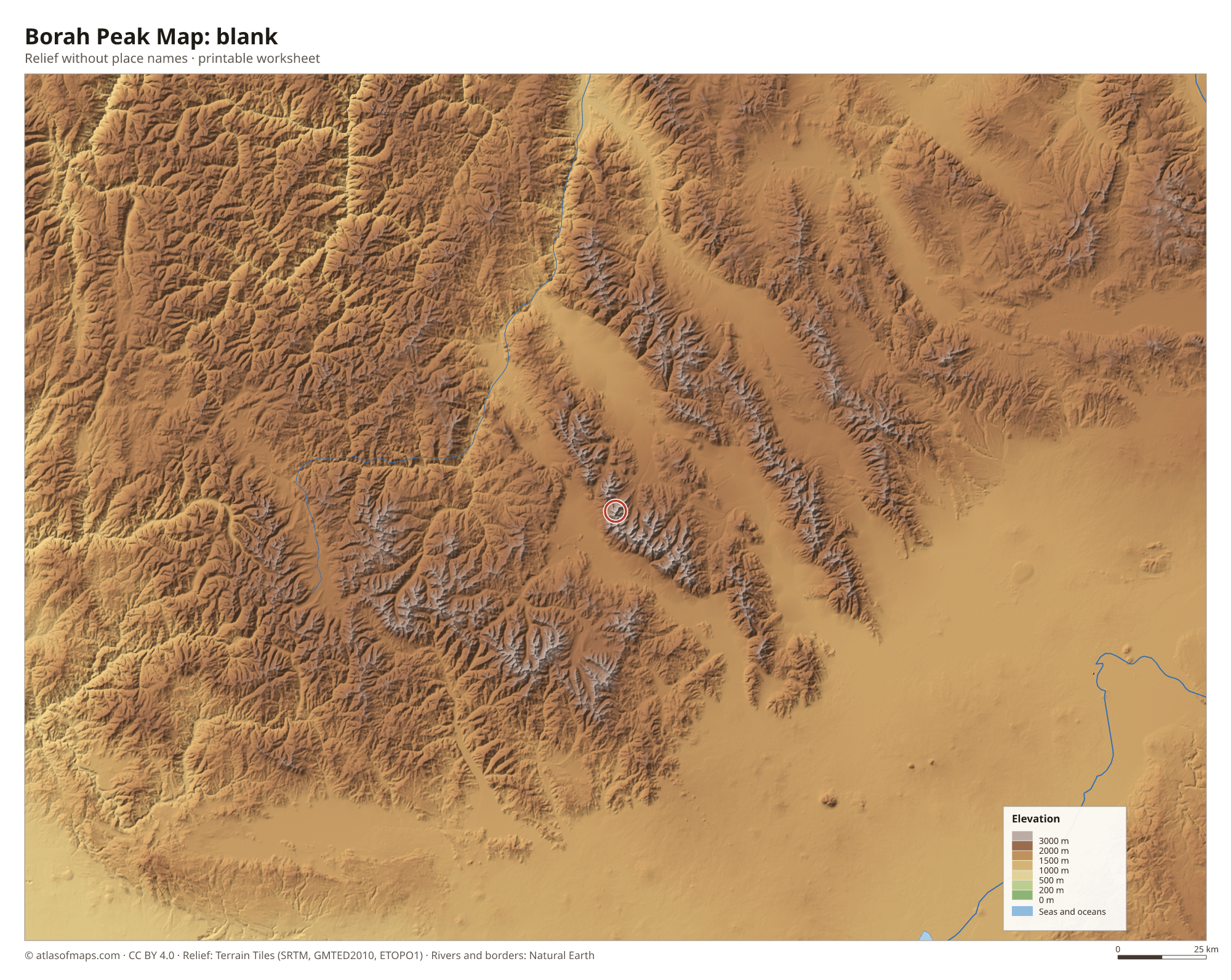 Borah Peak Map without names