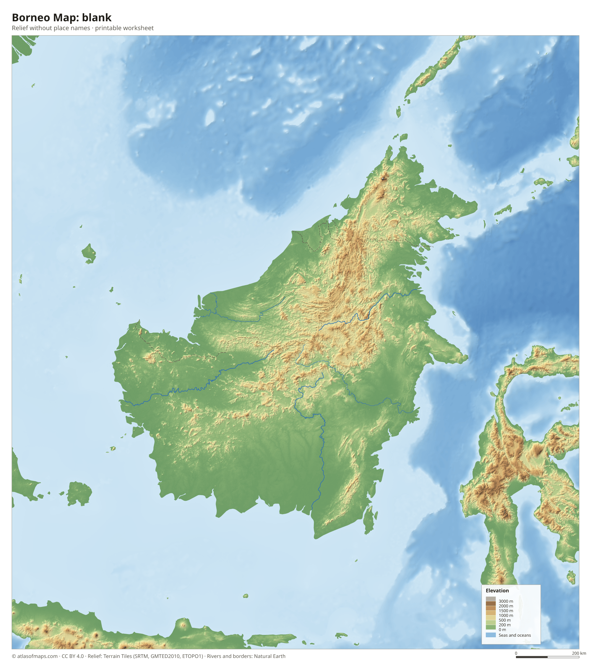 Borneo Map without names