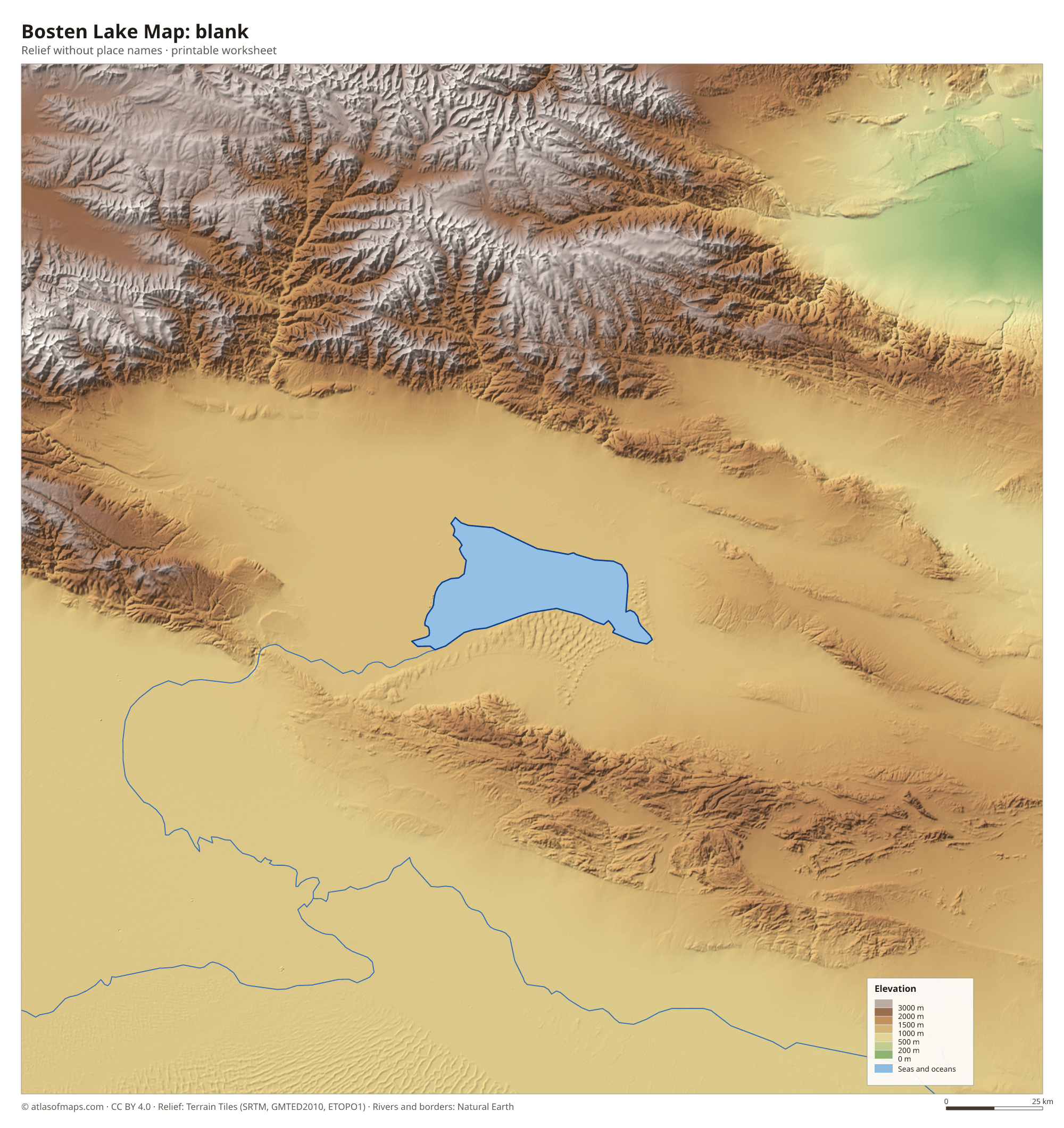 Bosten Lake Map without names