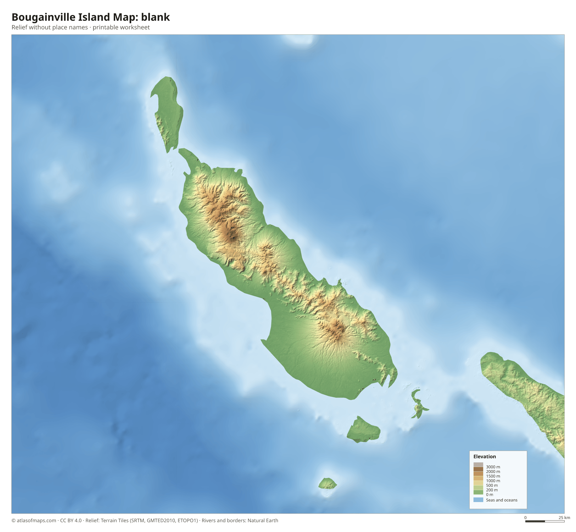 Bougainville Island Map without names