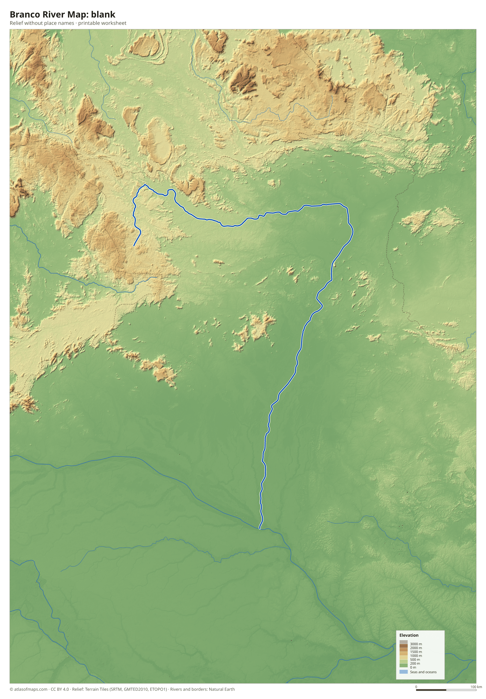 Branco River Map without names