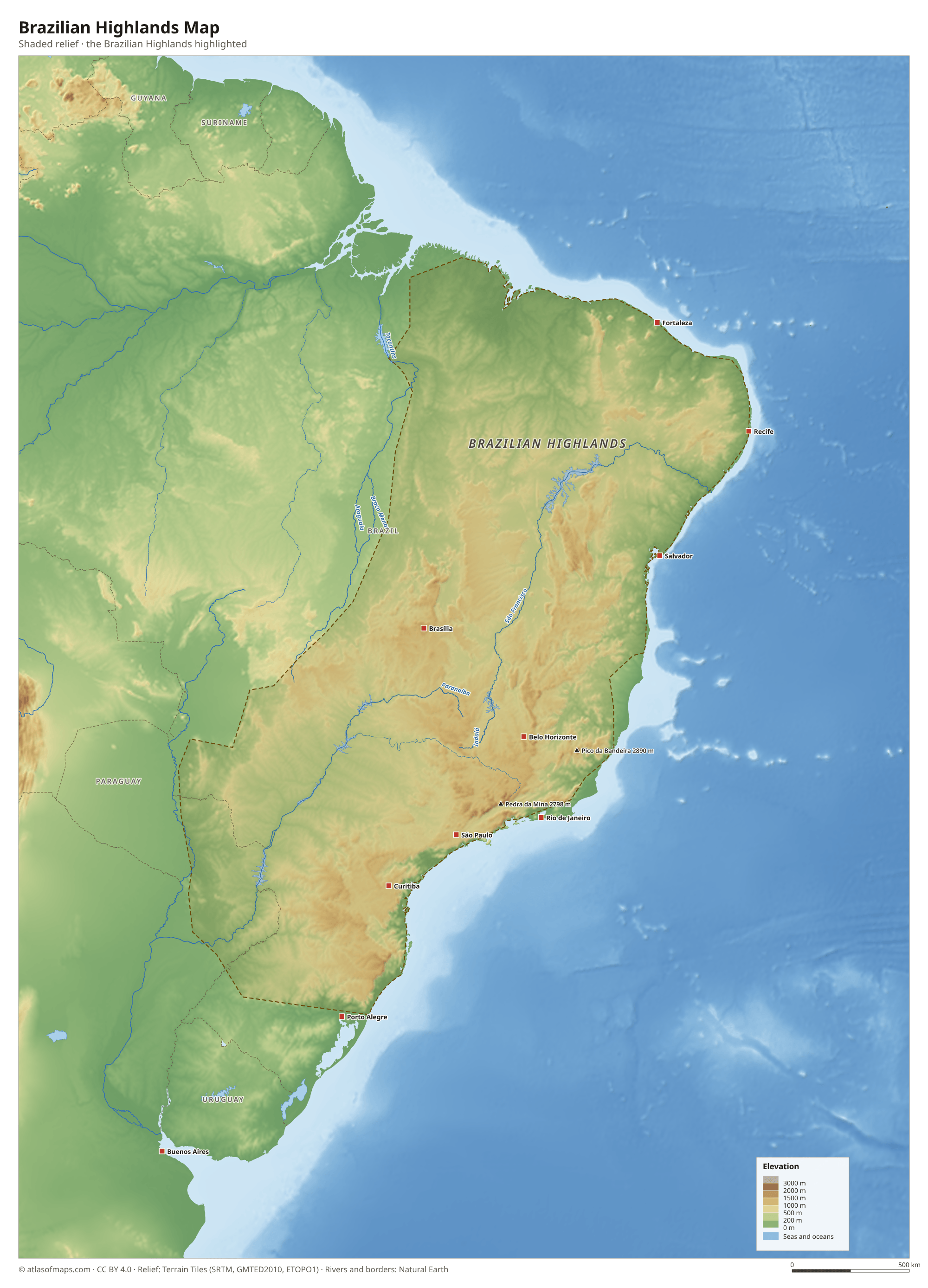 Brazilian Highlands Map