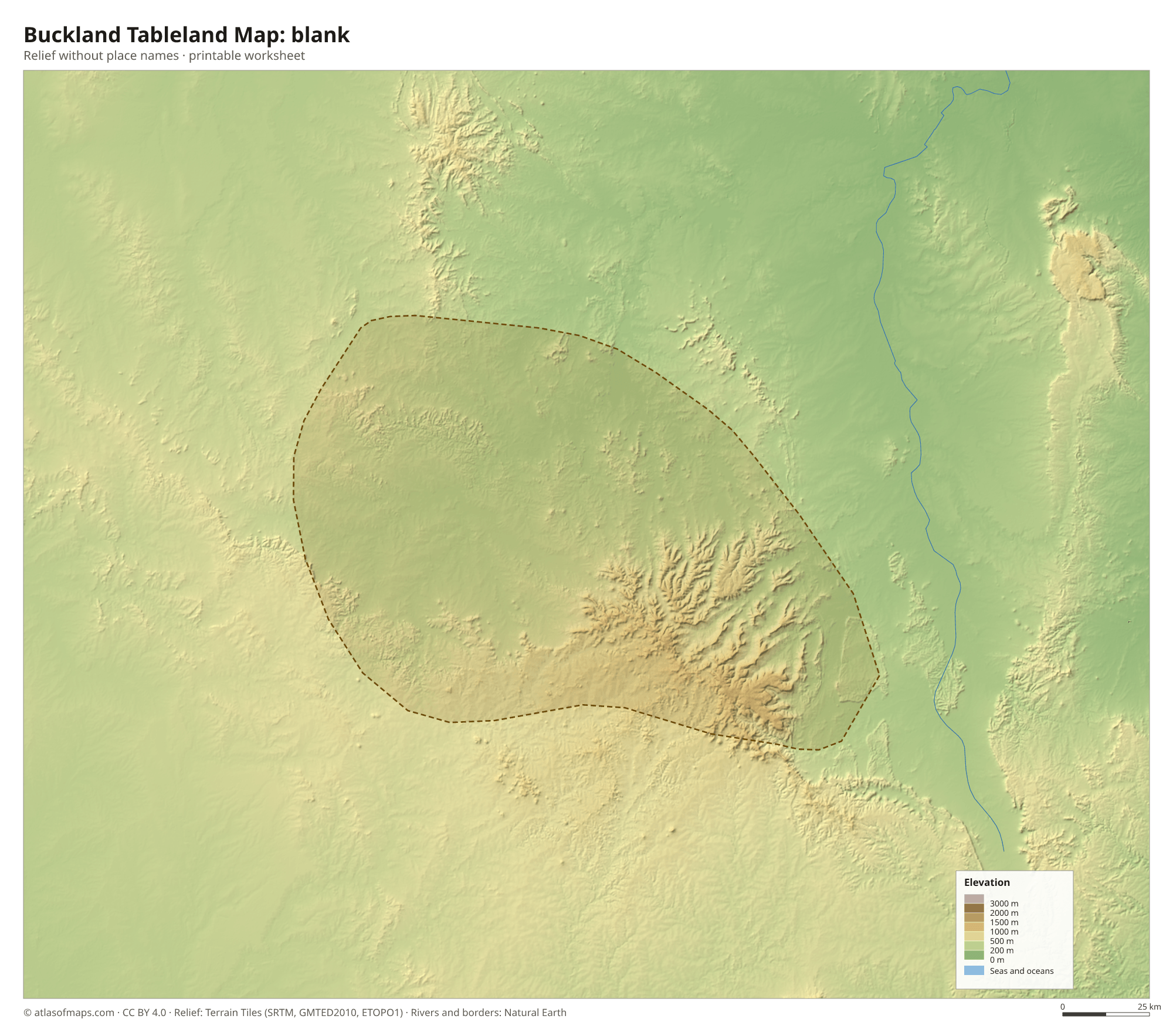 Buckland Tableland Map without names