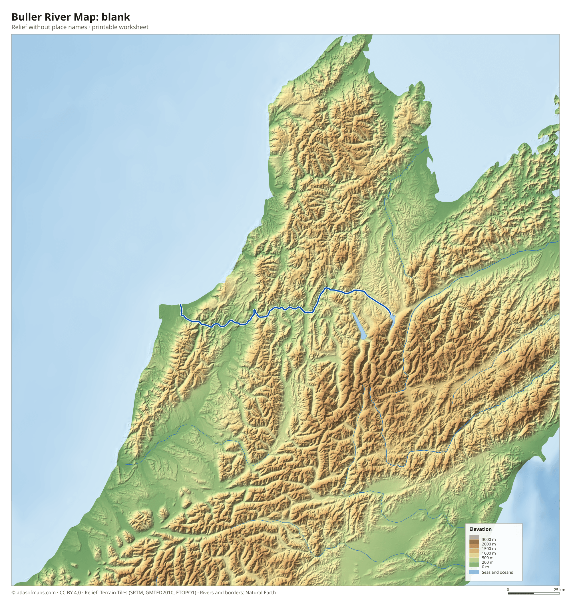 Buller River Map without names