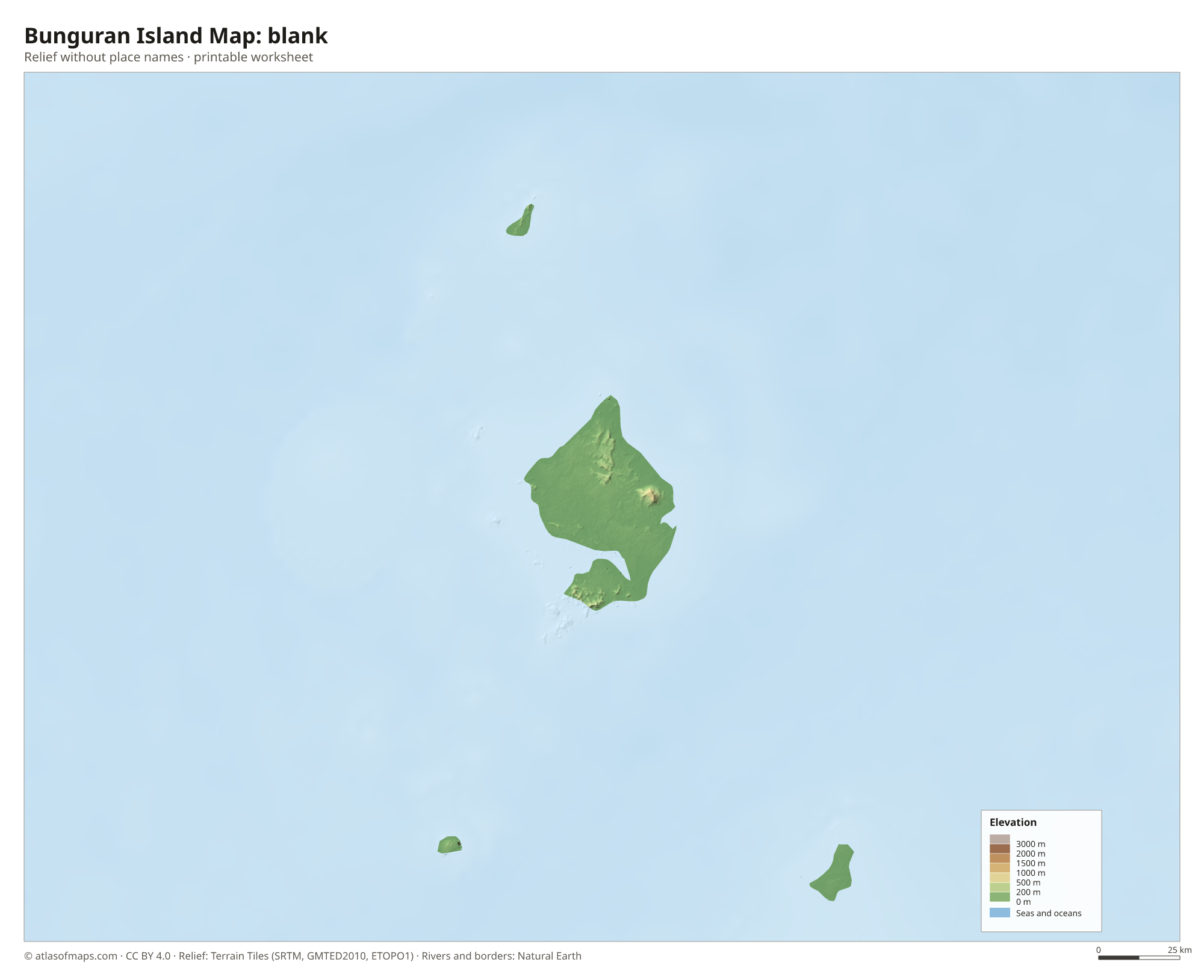 Bunguran Island Map without names
