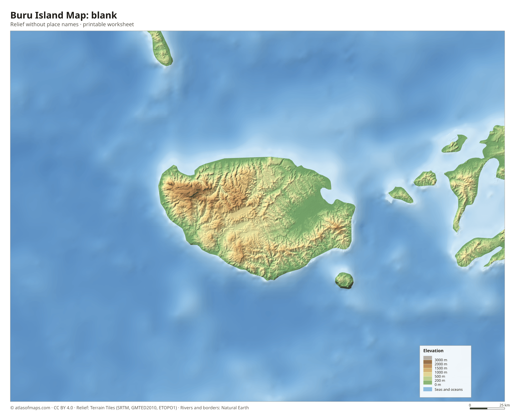 Buru Island Map without names