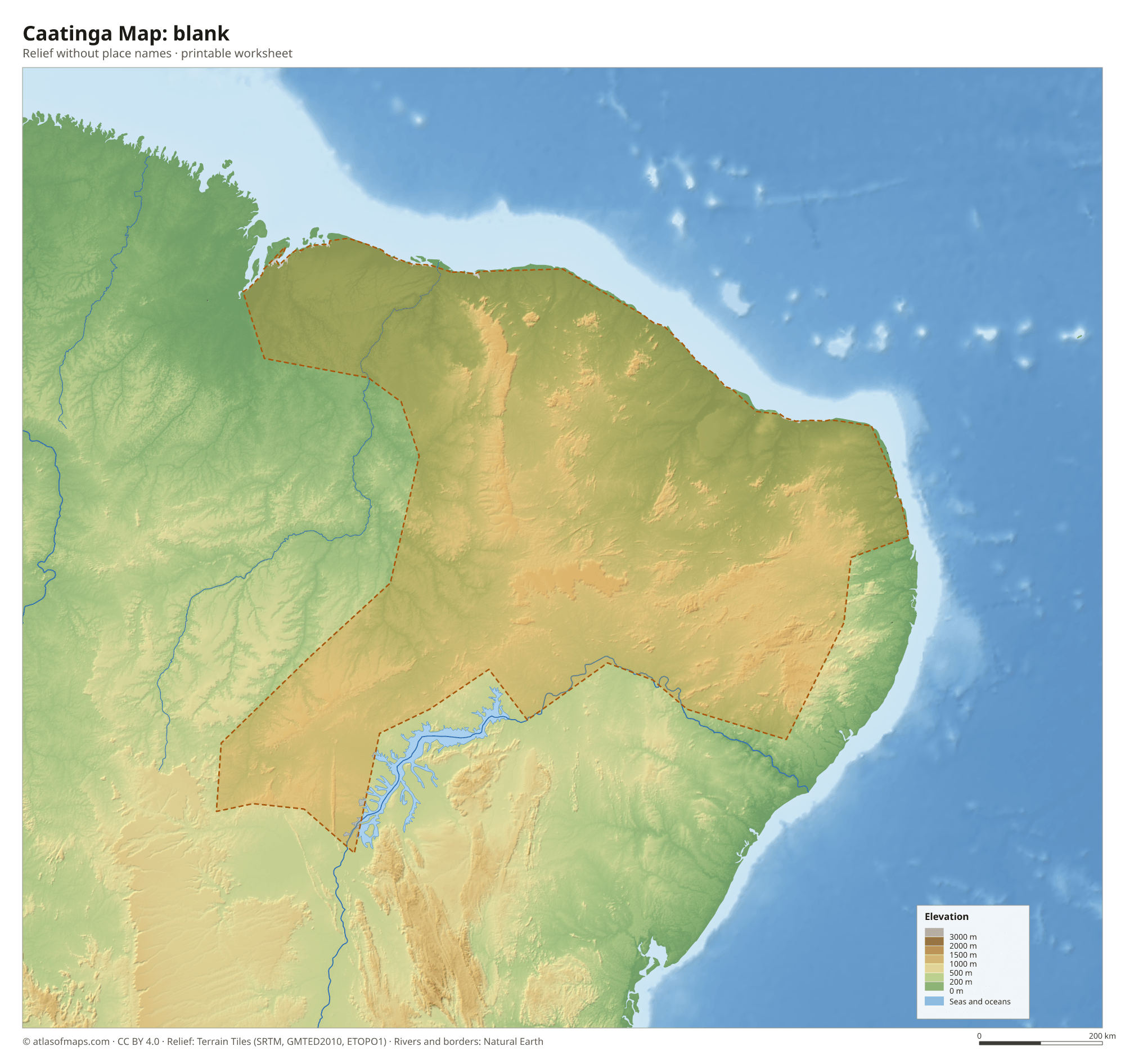 Caatinga Map without names