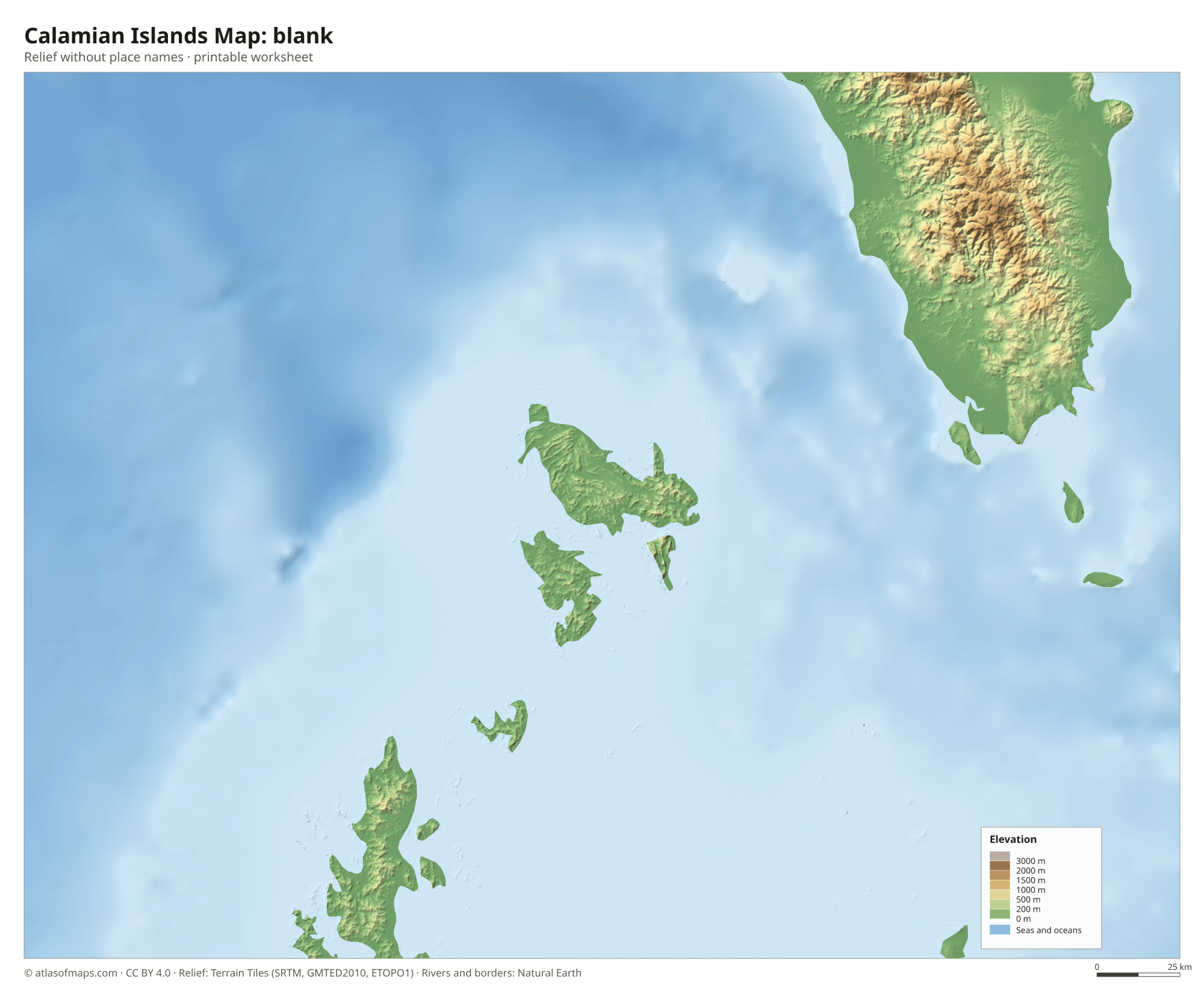Calamian Islands Map without names