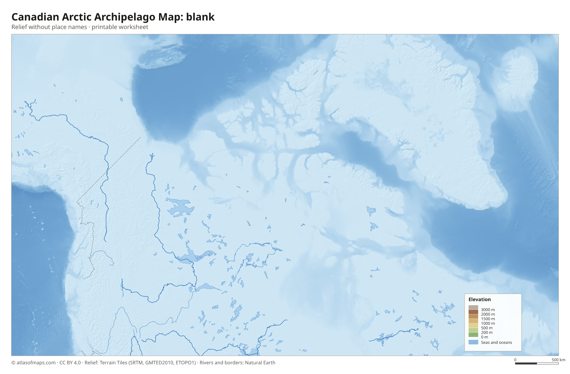 Canadian Arctic Archipelago Map without names