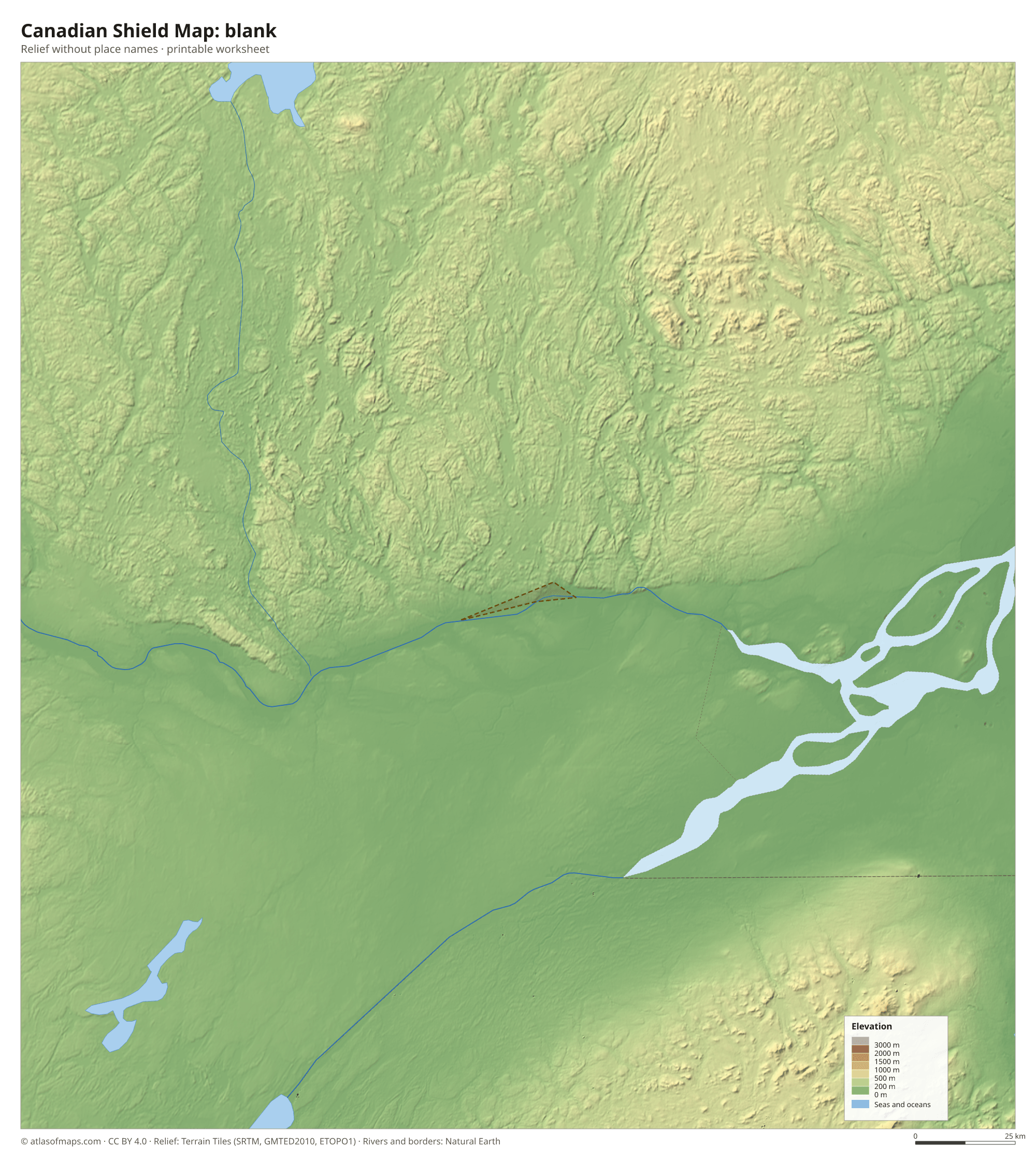 Canadian Shield Map without names
