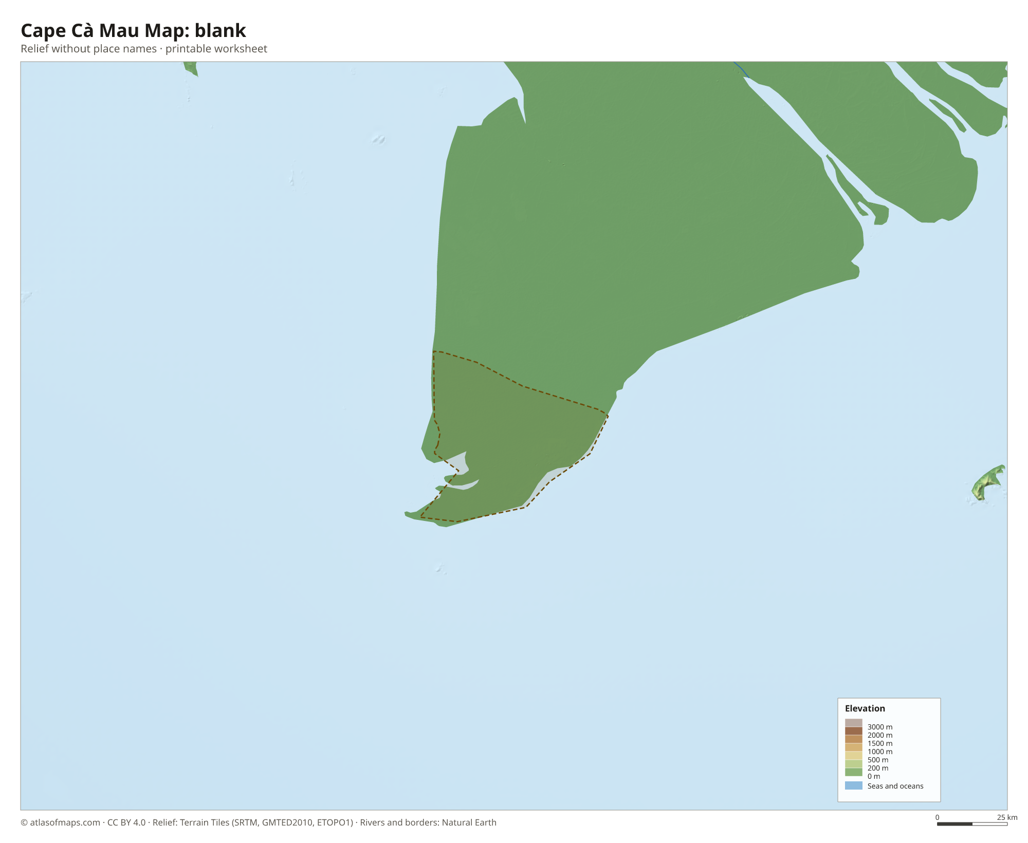 Cape Cà Mau Map without names