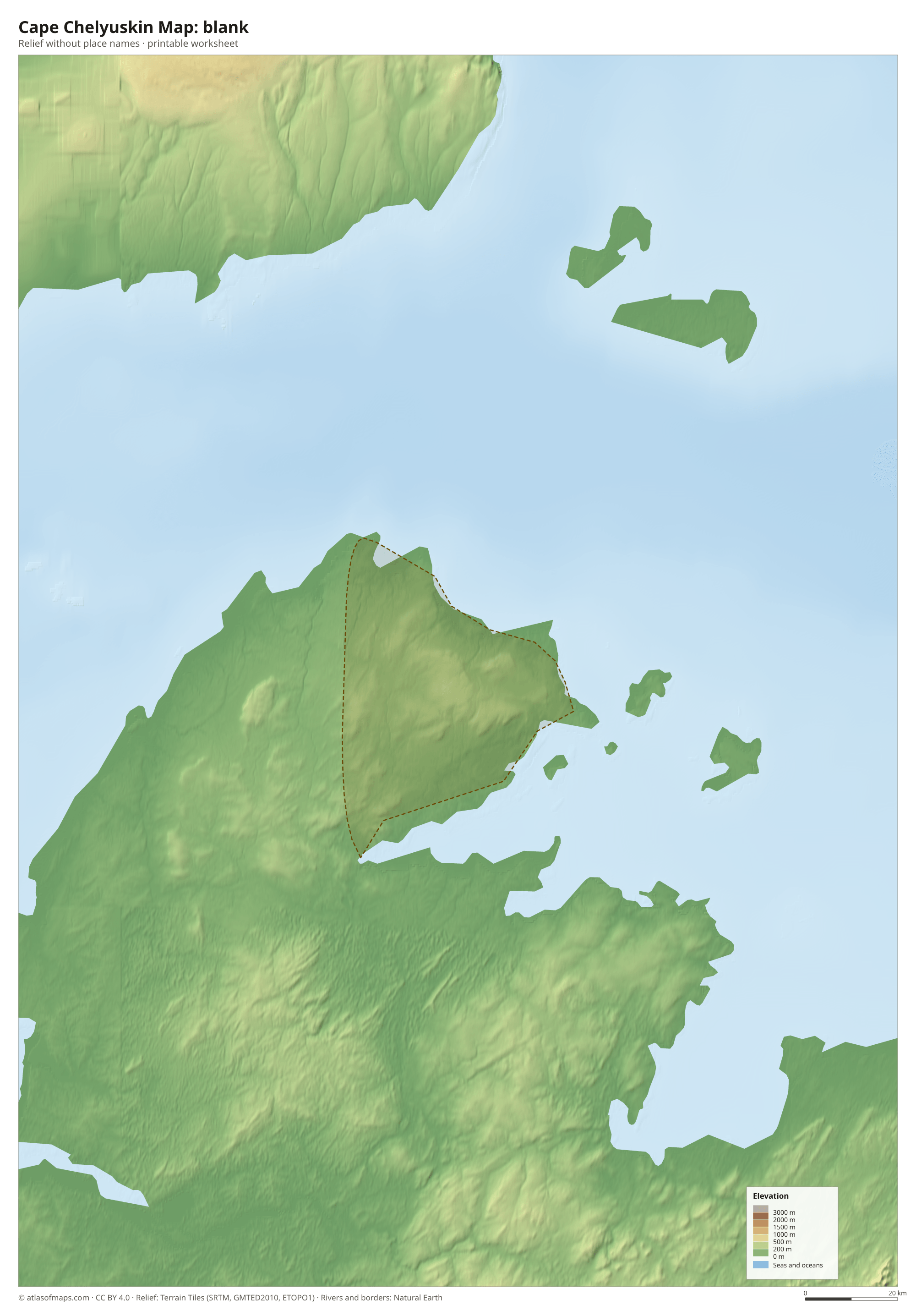 Cape Chelyuskin Map without names